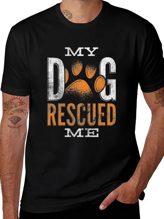 My Dog Rescued Me Black Graphic T-Shirt