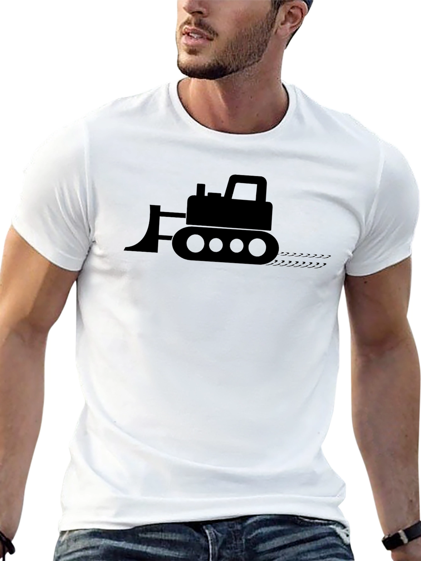 Bulldozer Graphic Tee - Black Cotton T-Shirt