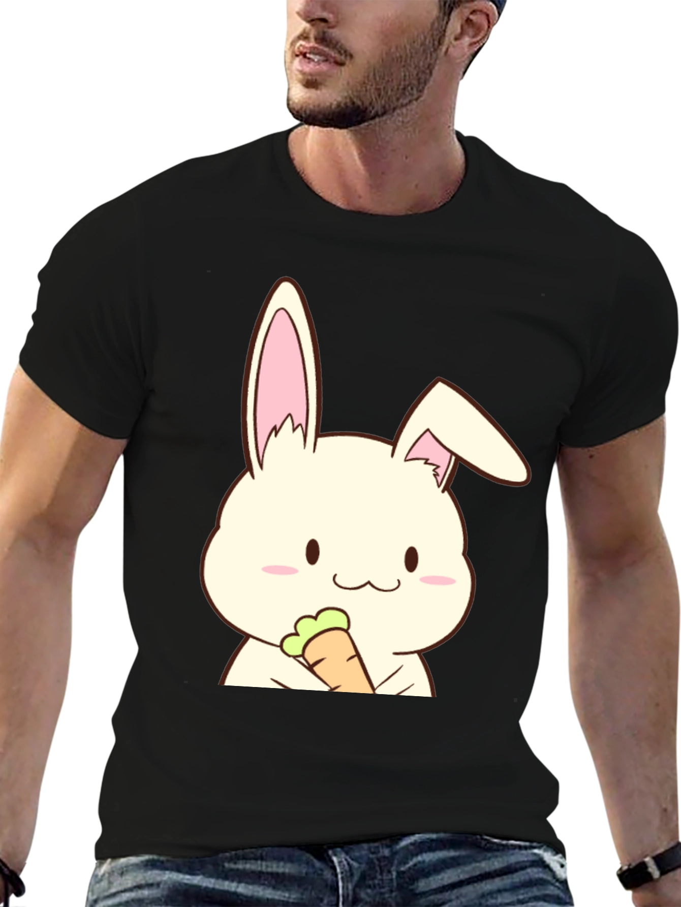 Cute Rabbit Holding Carrot Graphic T-Shirt