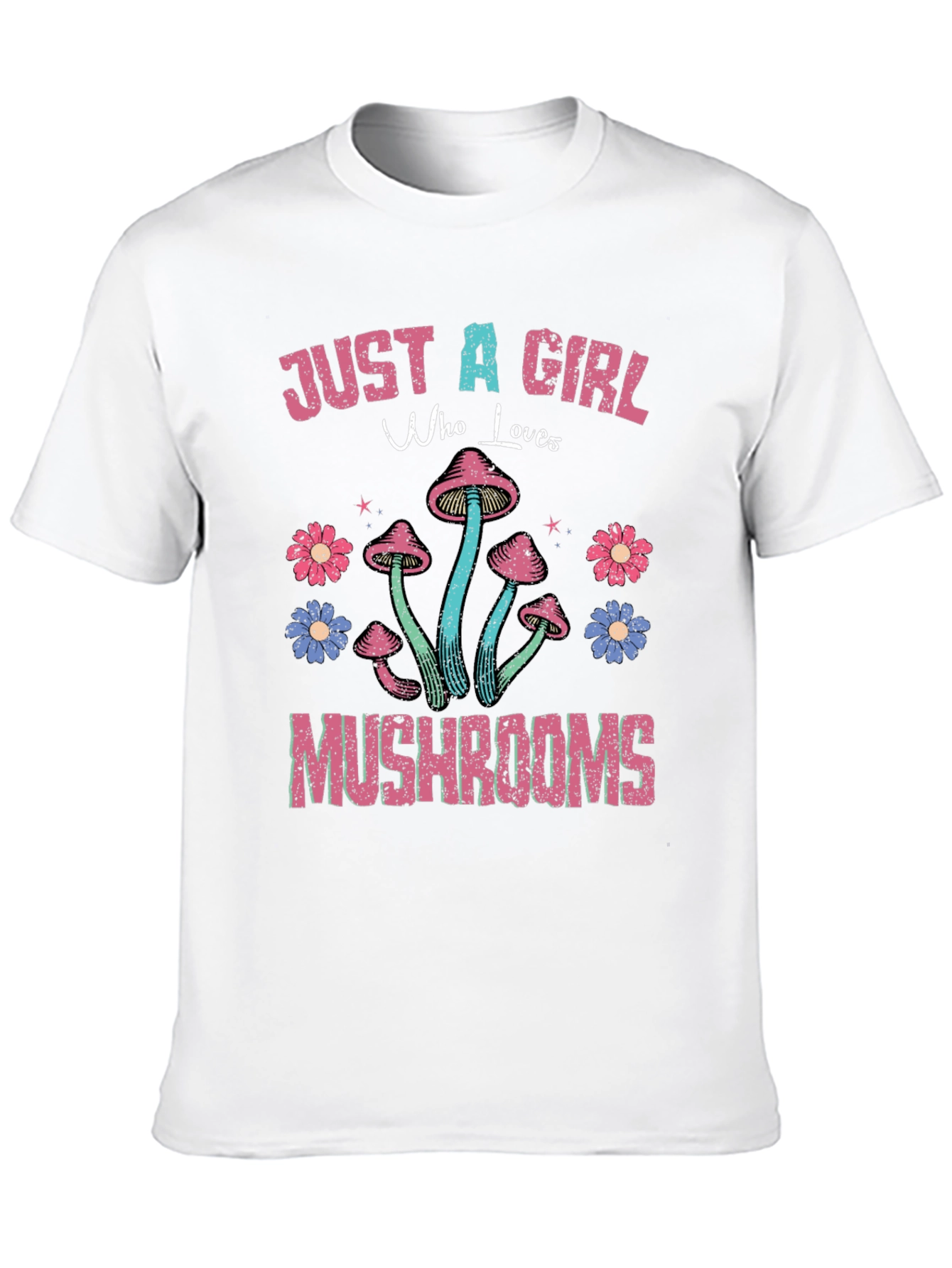 Just a Girl Who Loves Mushrooms Black T-Shirt