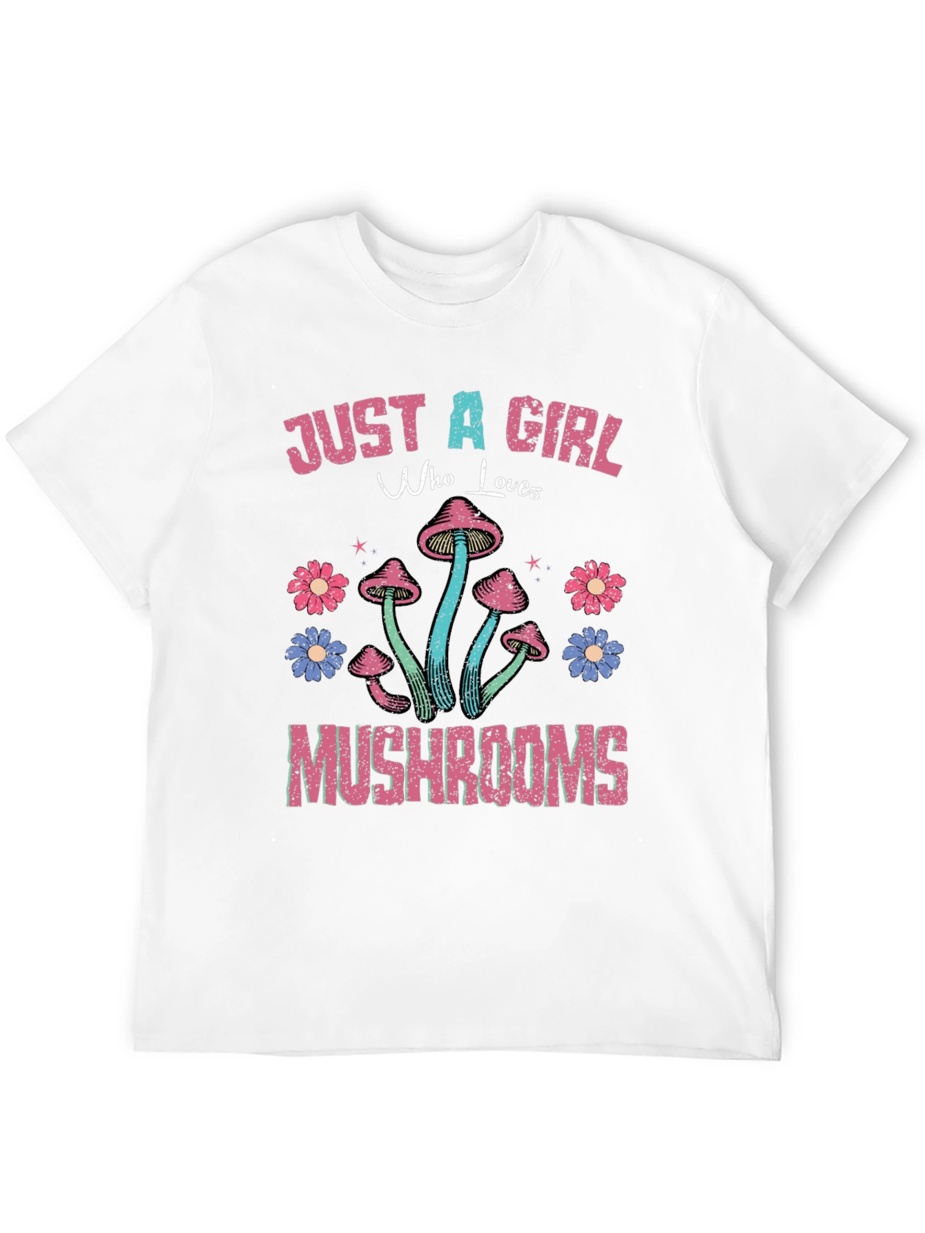 Just a Girl Who Loves Mushrooms Black T-Shirt