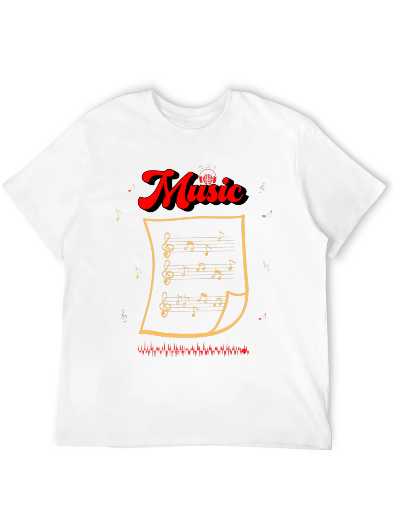 Music Notes Graphic Tee - Stylish Black T-Shirt