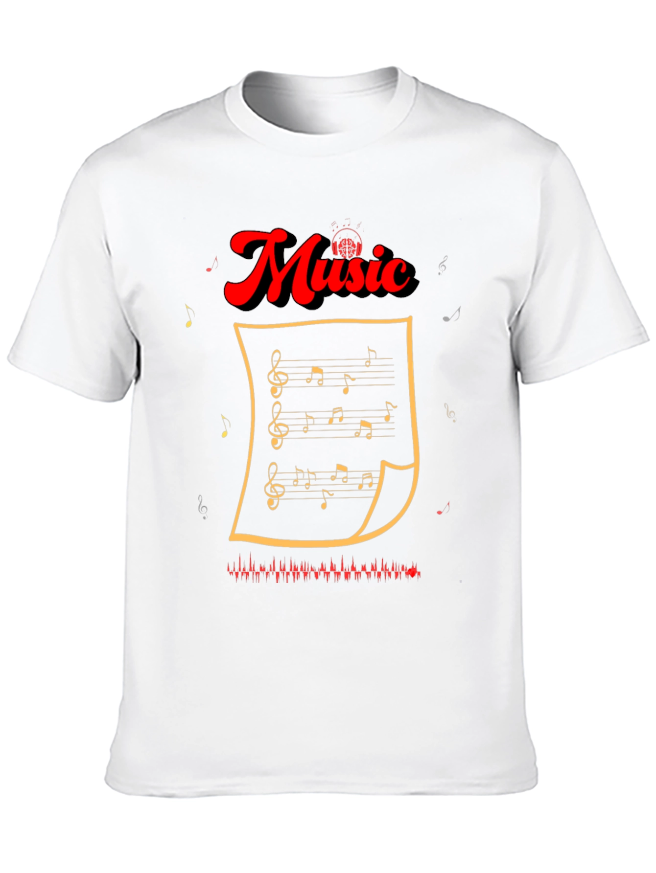 Music Notes Graphic Tee - Stylish Black T-Shirt