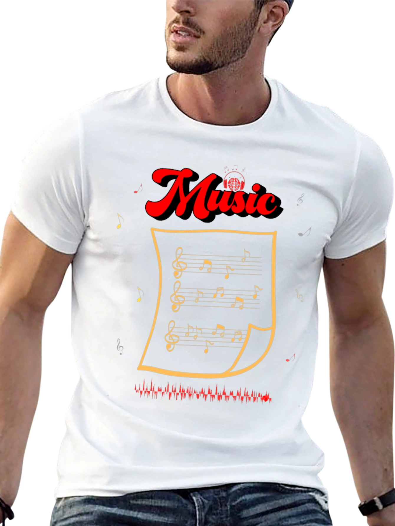 Music Notes Graphic Tee - Stylish Black T-Shirt