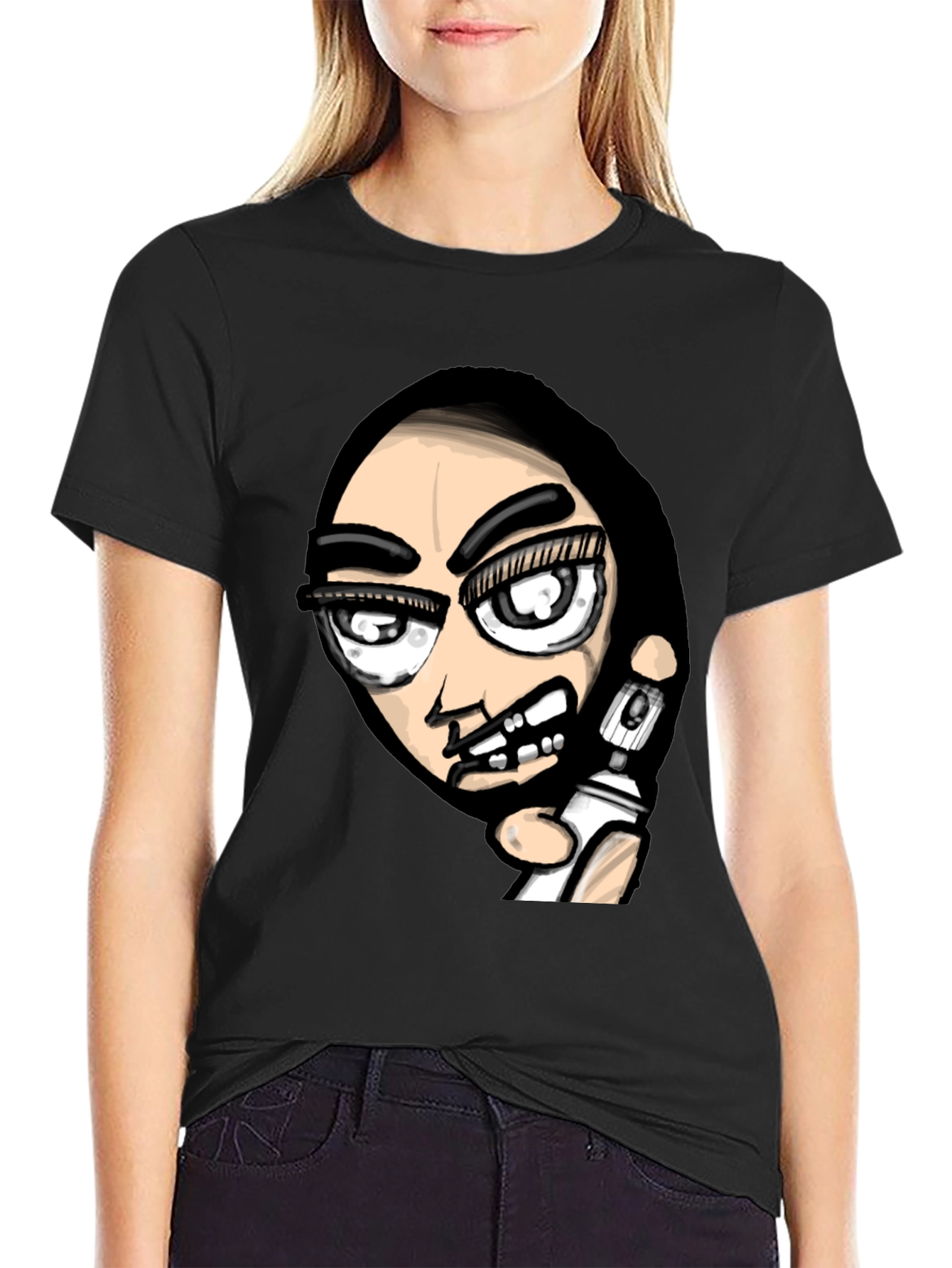 Edgy Graffiti Artist Graphic Black T-Shirt