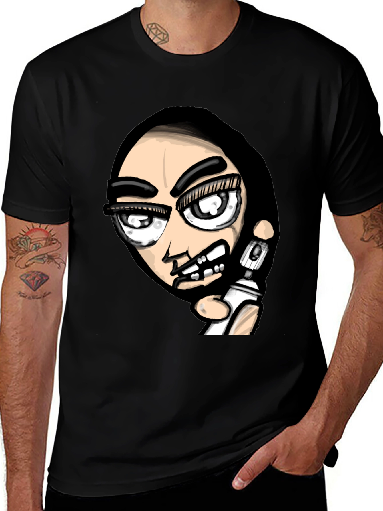 Edgy Graffiti Artist Graphic Black T-Shirt