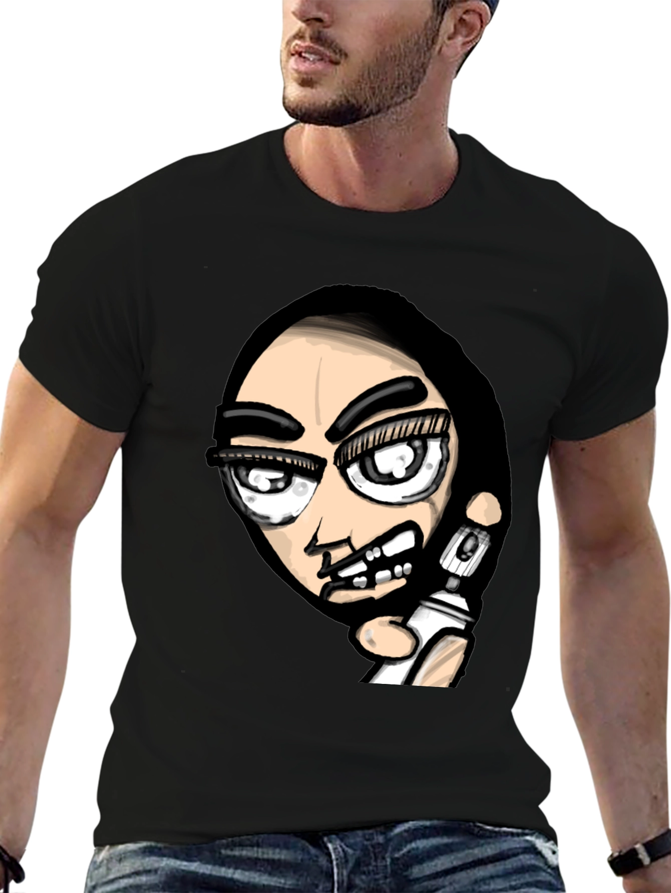Edgy Graffiti Artist Graphic Black T-Shirt