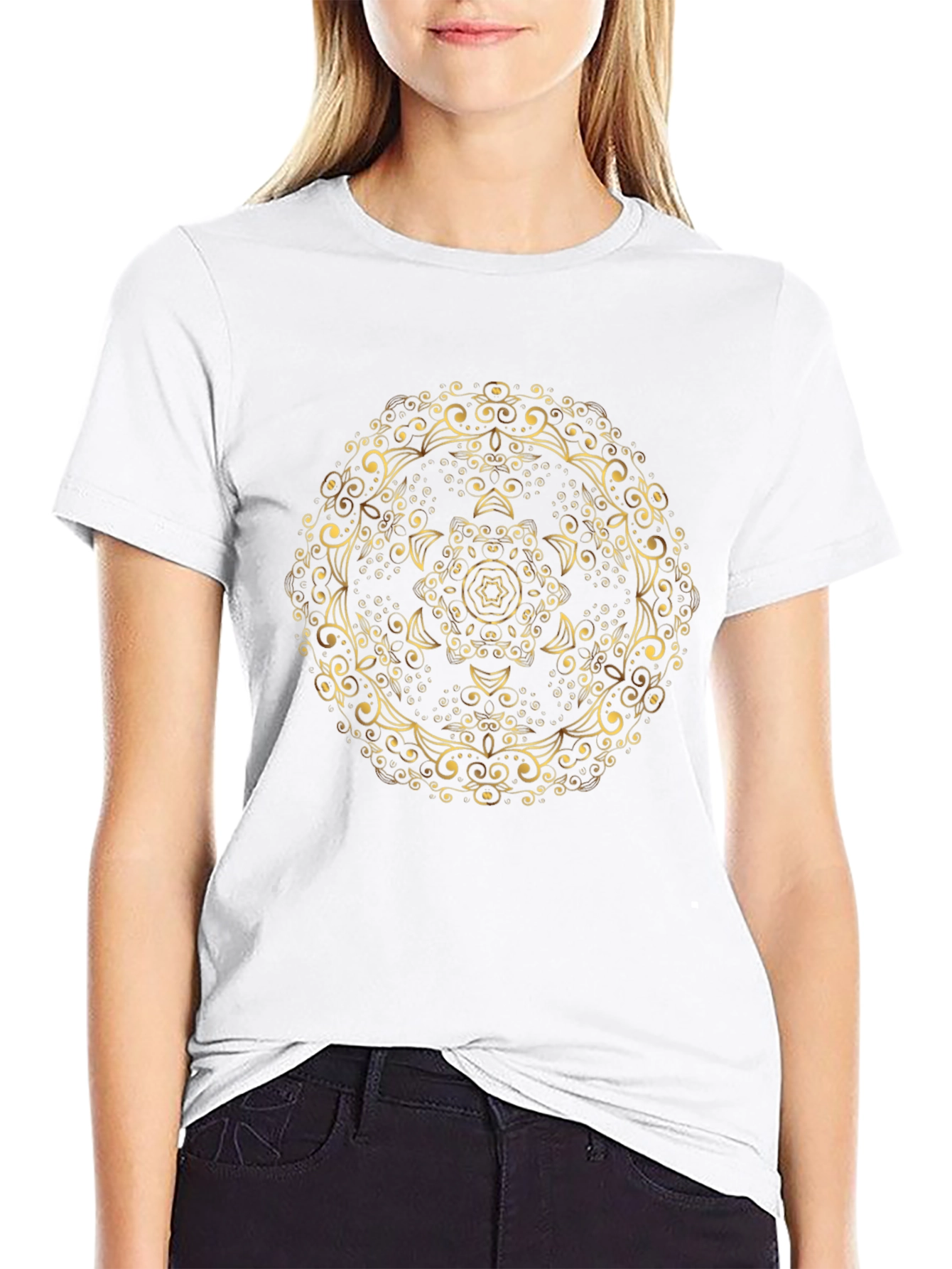Elegant Mandala Graphic Tee - Mens Black T-Shirt
