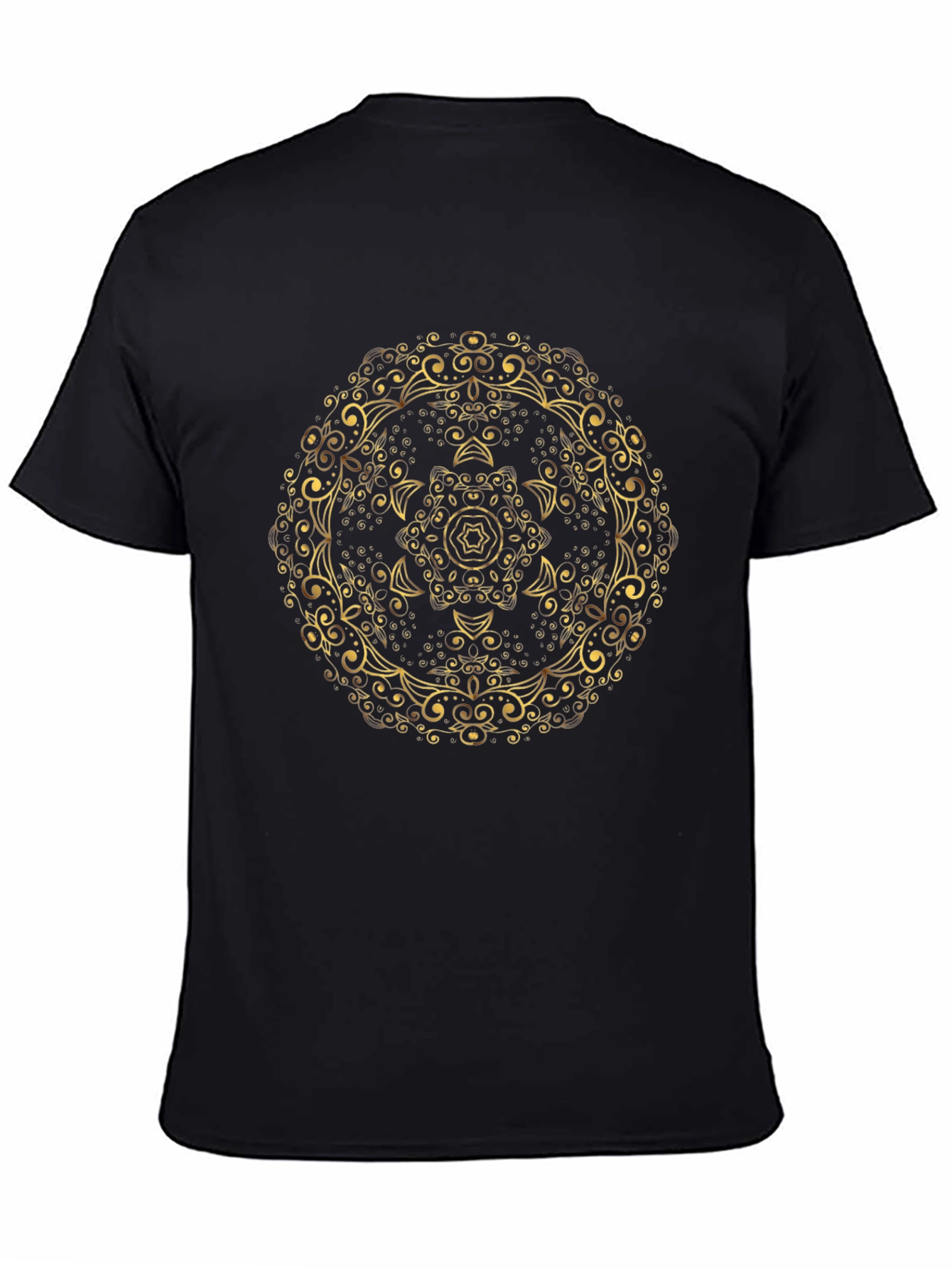 Elegant Mandala Graphic Tee - Mens Black T-Shirt