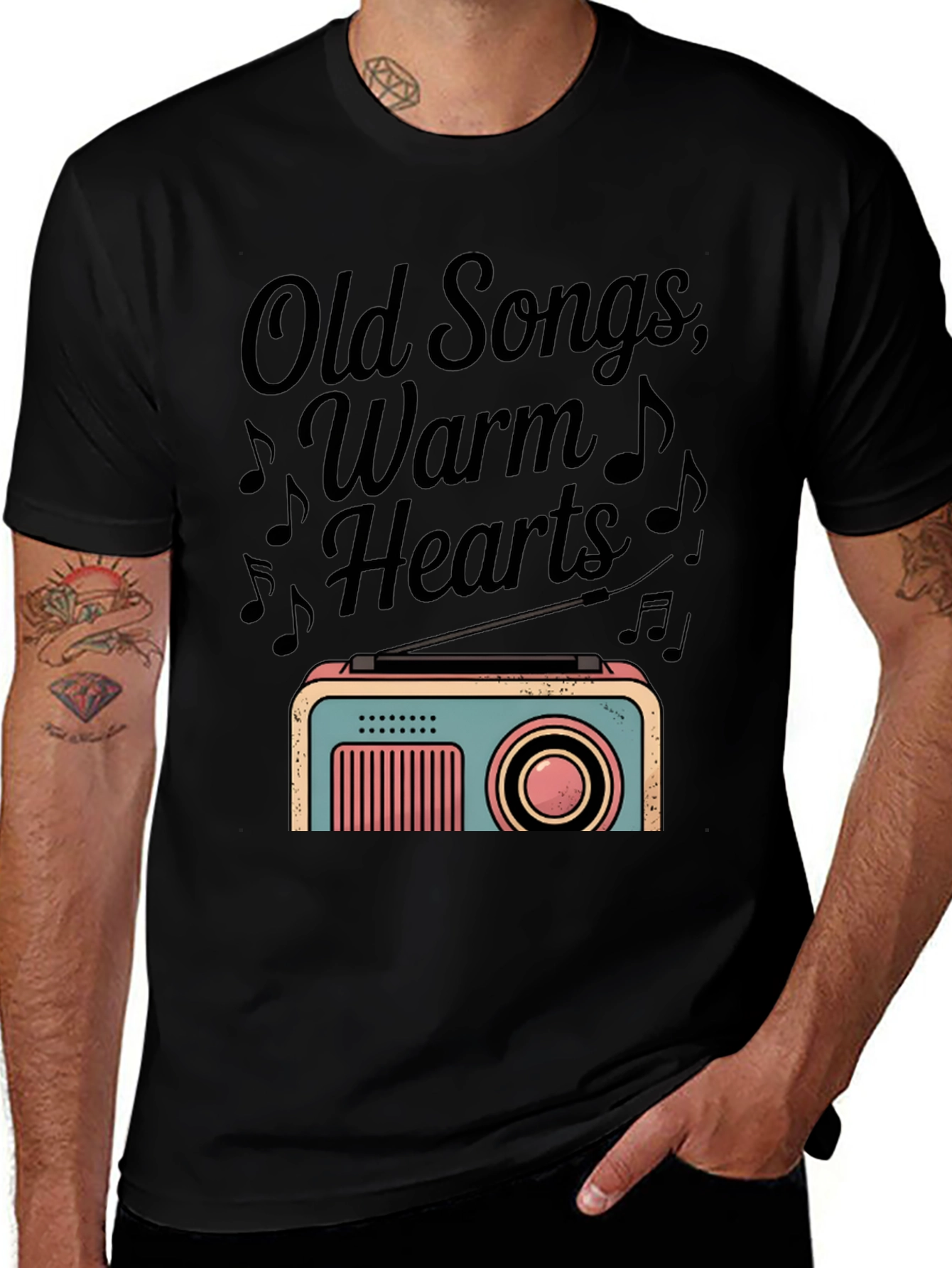 Retro Radio Graphic Tee - Old Songs Warm Hearts