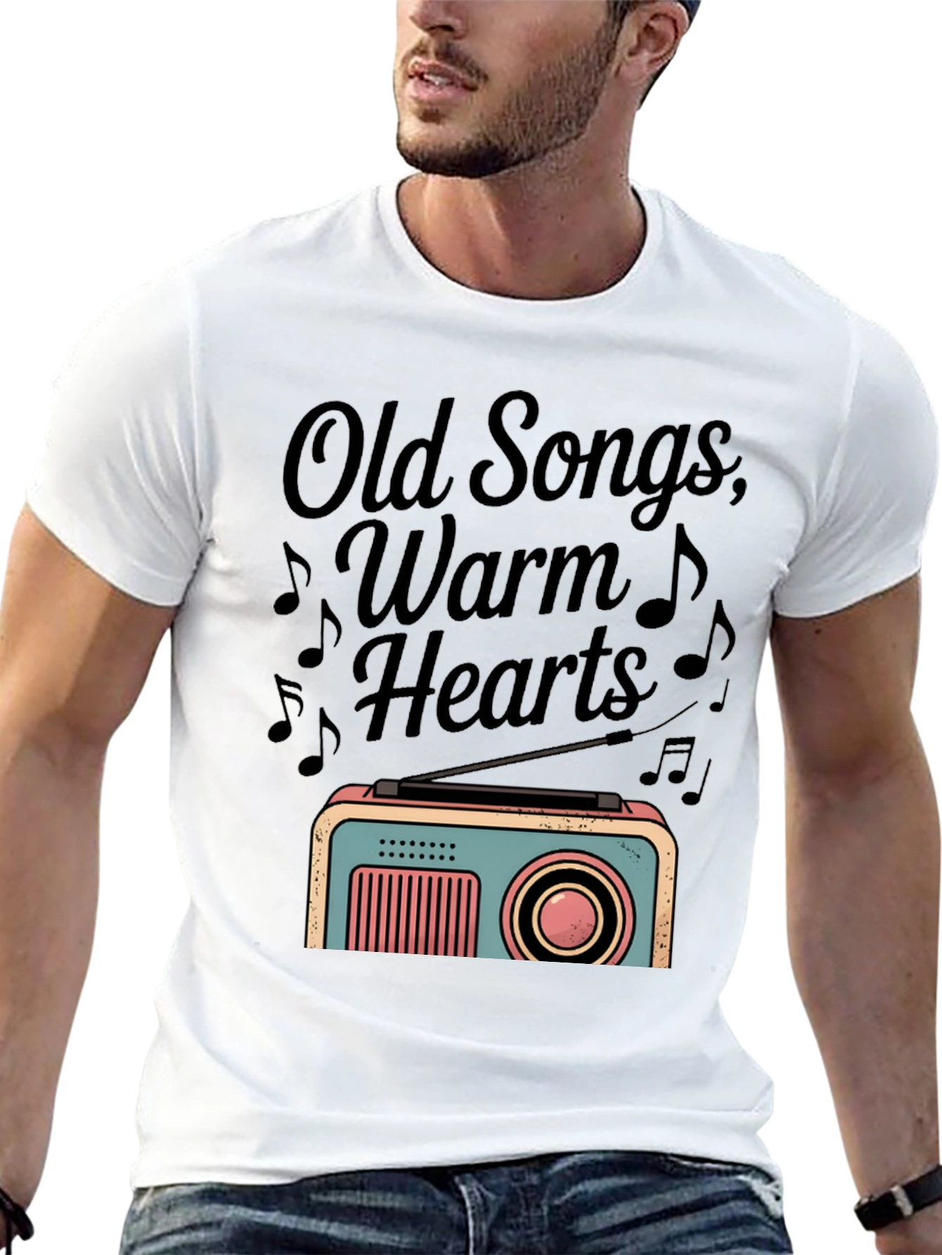 Retro Radio Graphic Tee - Old Songs Warm Hearts