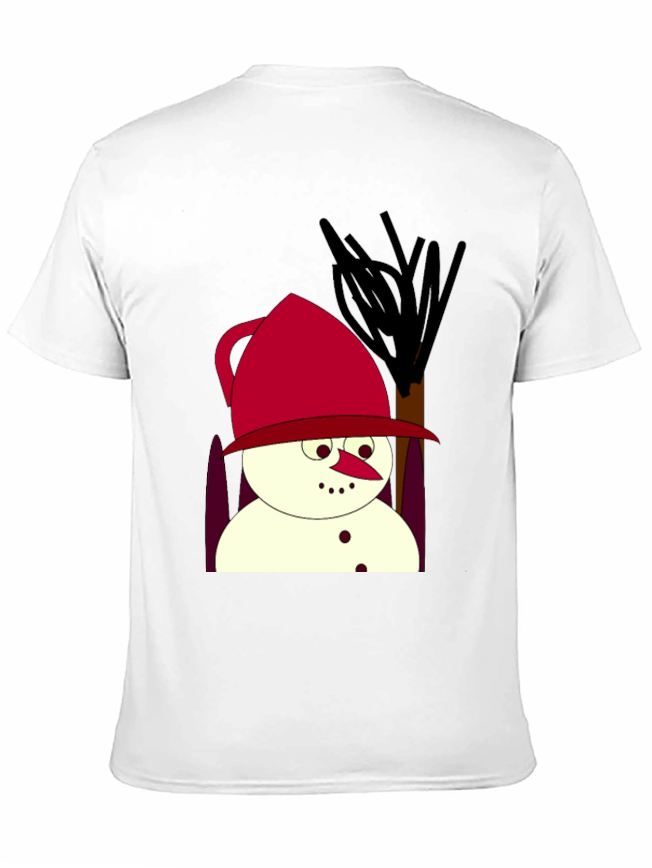 Cartoon Snowman Black T-Shirt