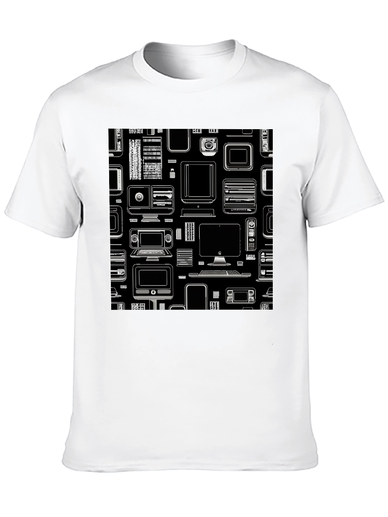 Tech Gadgets Graphic Print Black T-Shirt