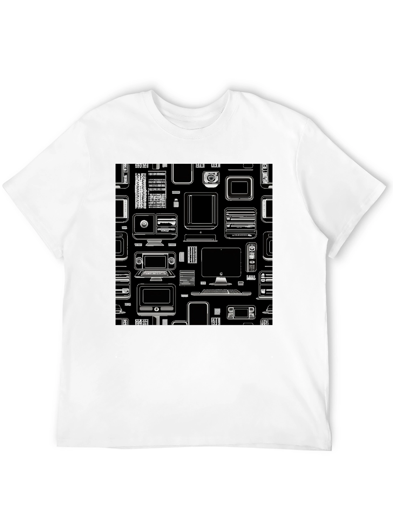 Tech Gadgets Graphic Print Black T-Shirt
