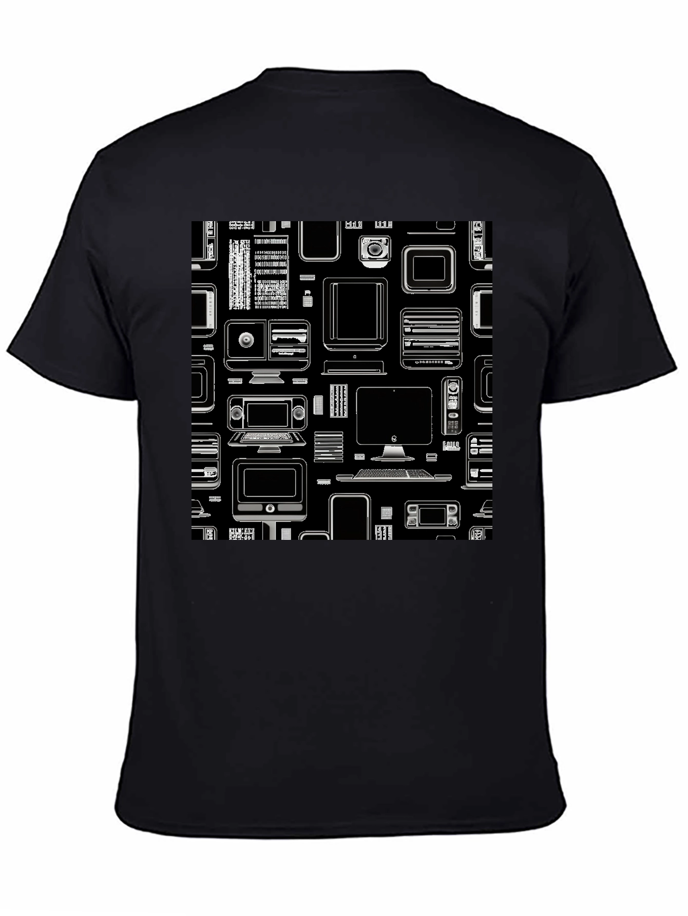 Tech Gadgets Graphic Print Black T-Shirt