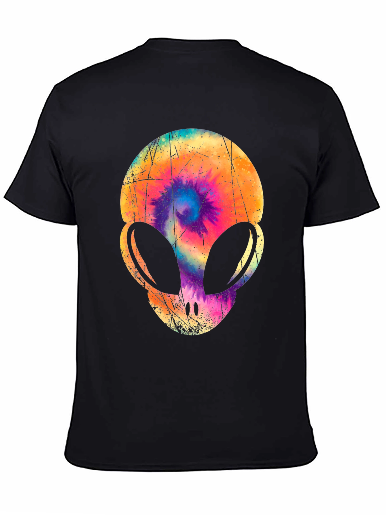 Tie-Dye Alien Head Graphic T-Shirt