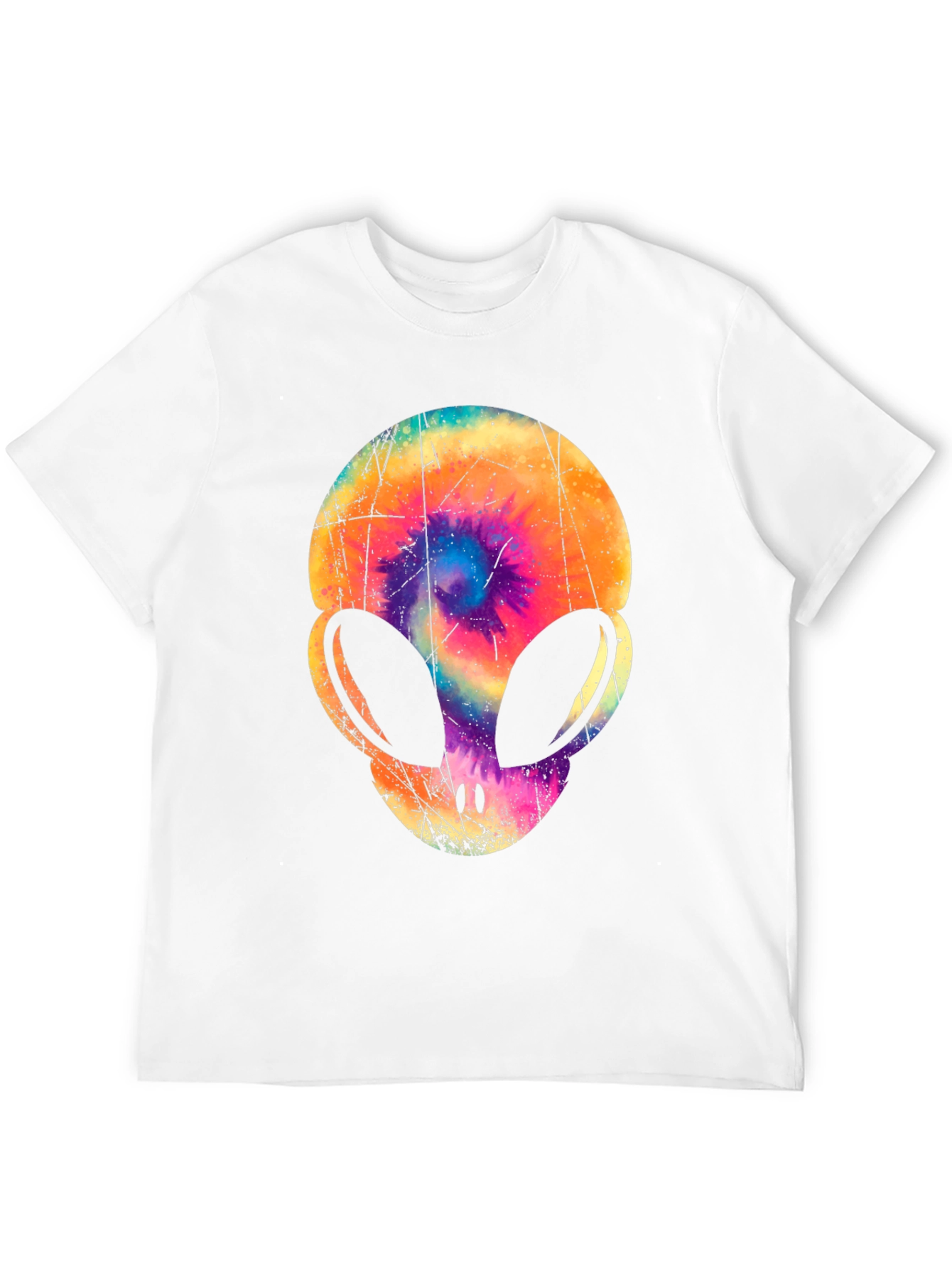Tie-Dye Alien Head Graphic T-Shirt