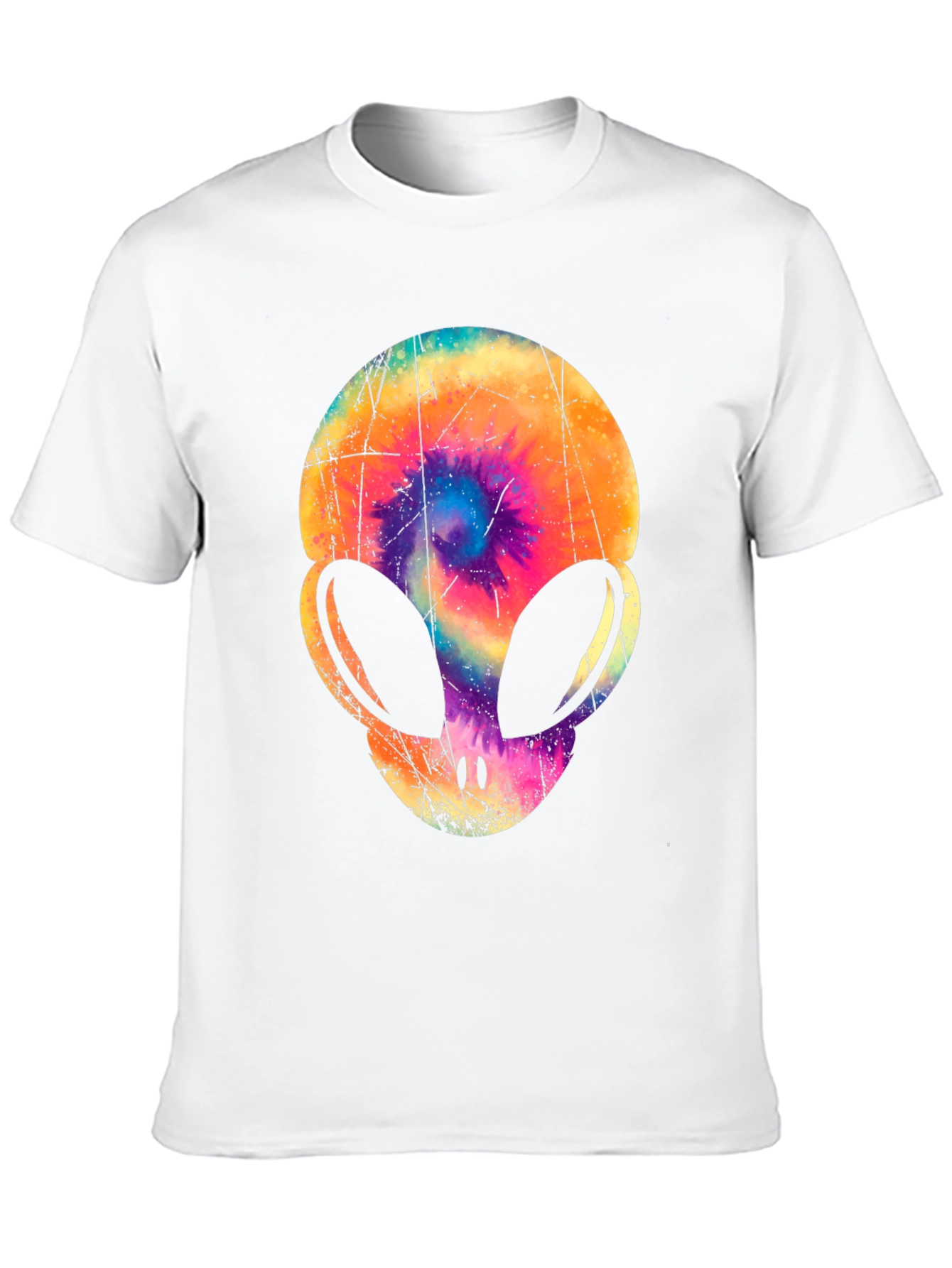 Tie-Dye Alien Head Graphic T-Shirt