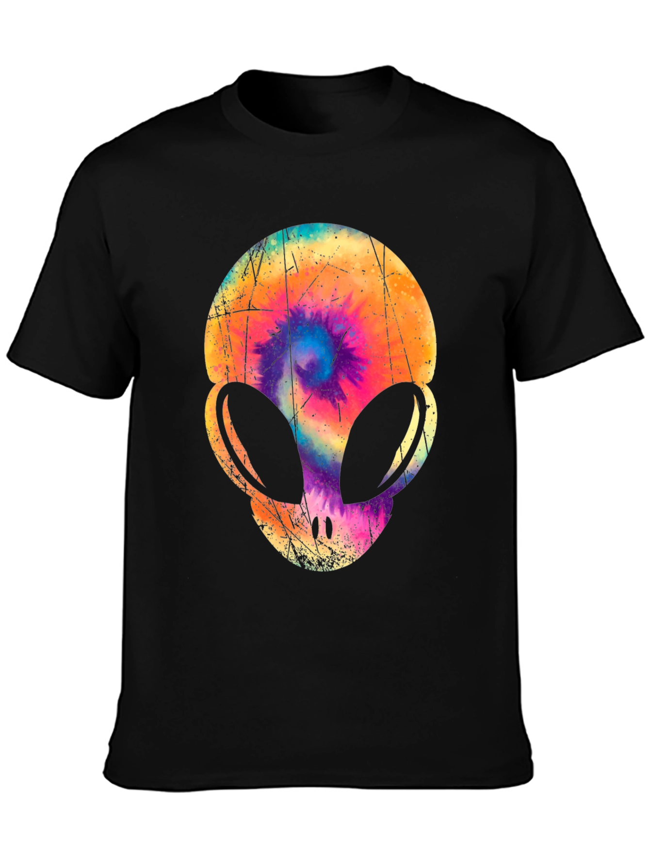 Tie-Dye Alien Head Graphic T-Shirt