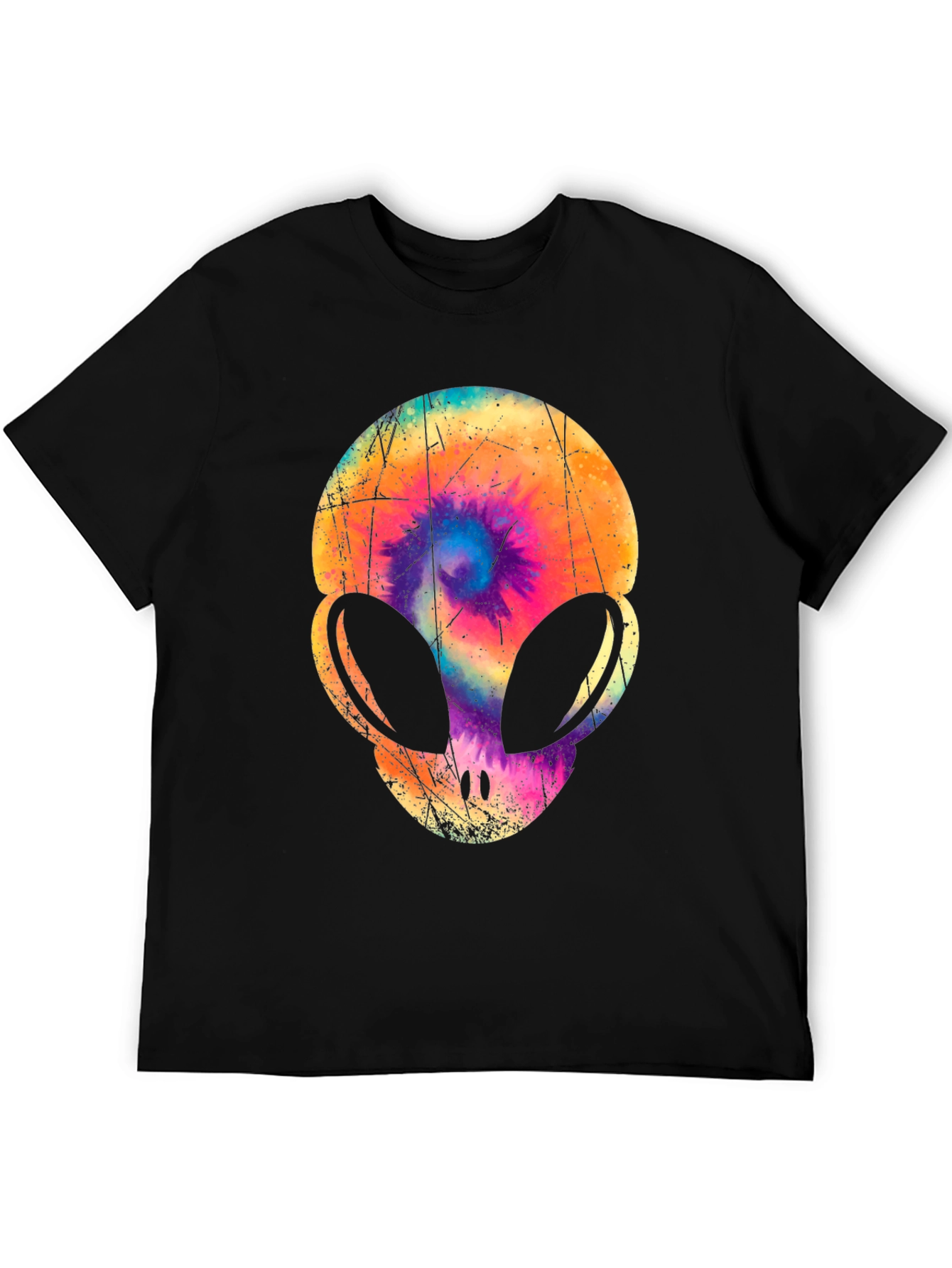 Tie-Dye Alien Head Graphic T-Shirt