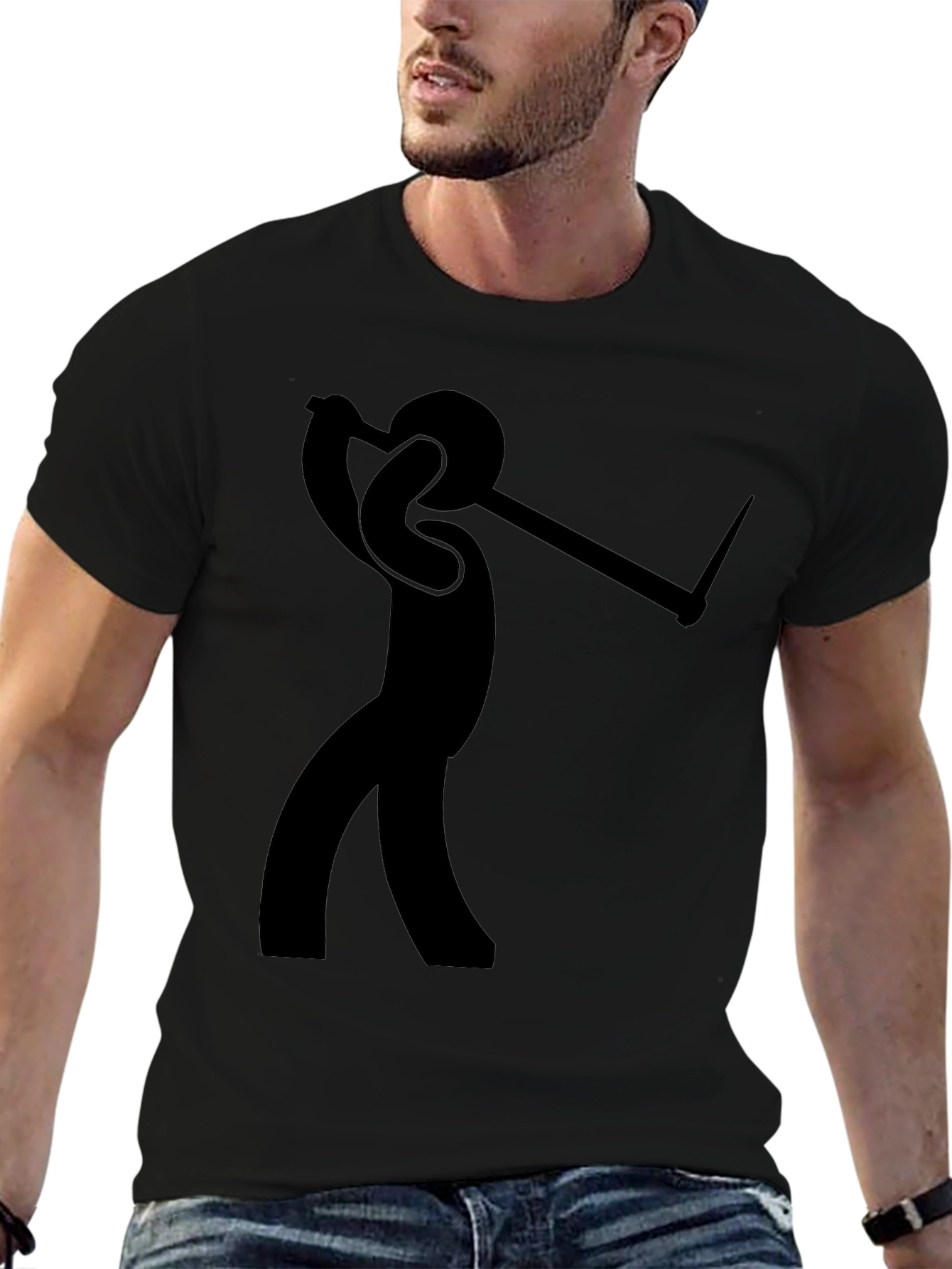 Silhouette Golfer Black T-Shirt