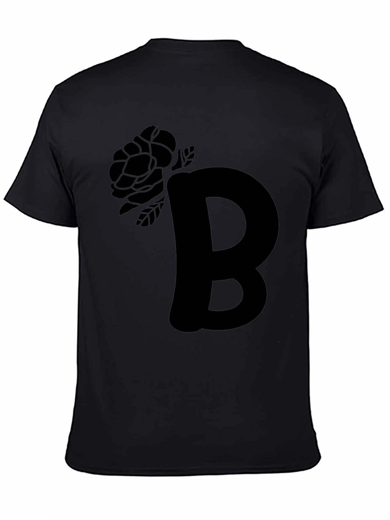 Monochrome B Rose Graphic Tee - Modern Casual Style