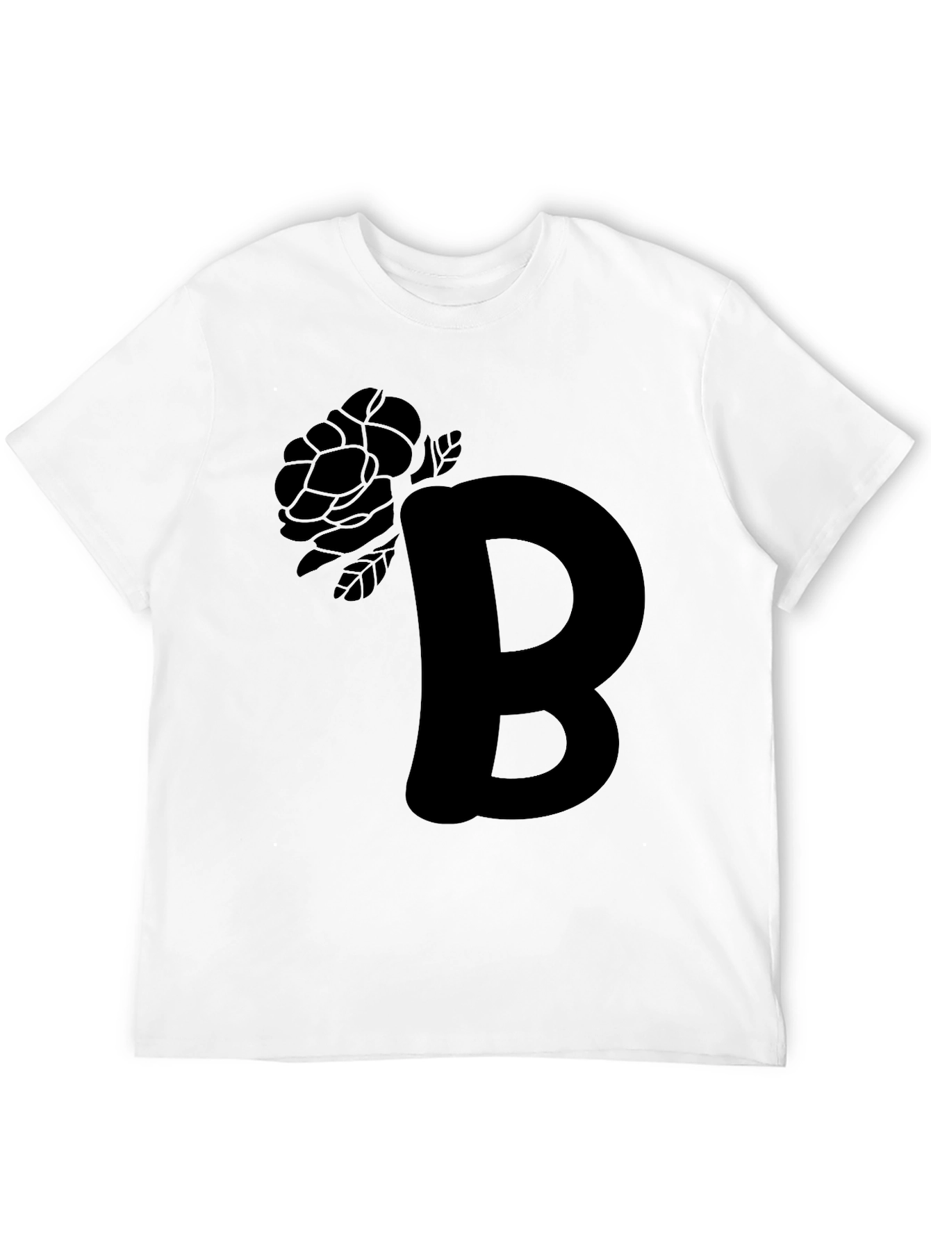 Monochrome B Rose Graphic Tee - Modern Casual Style