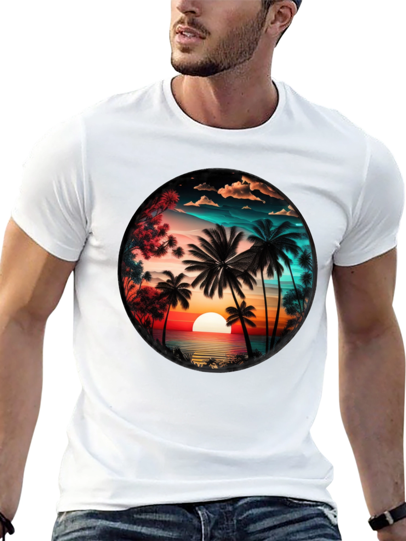 Sunset Palm Tree Graphic Tee