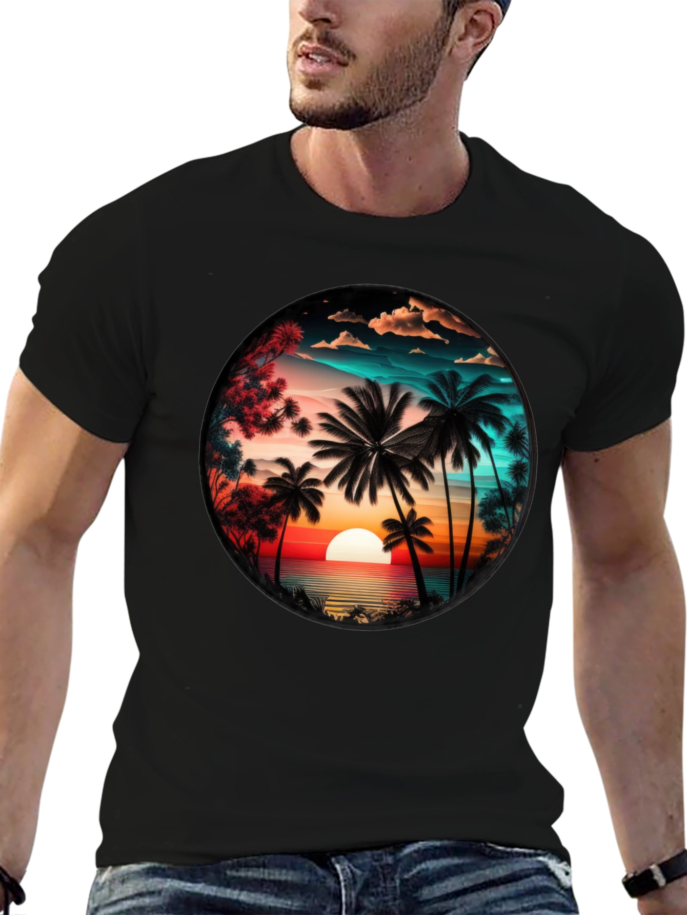 Sunset Palm Tree Graphic Tee
