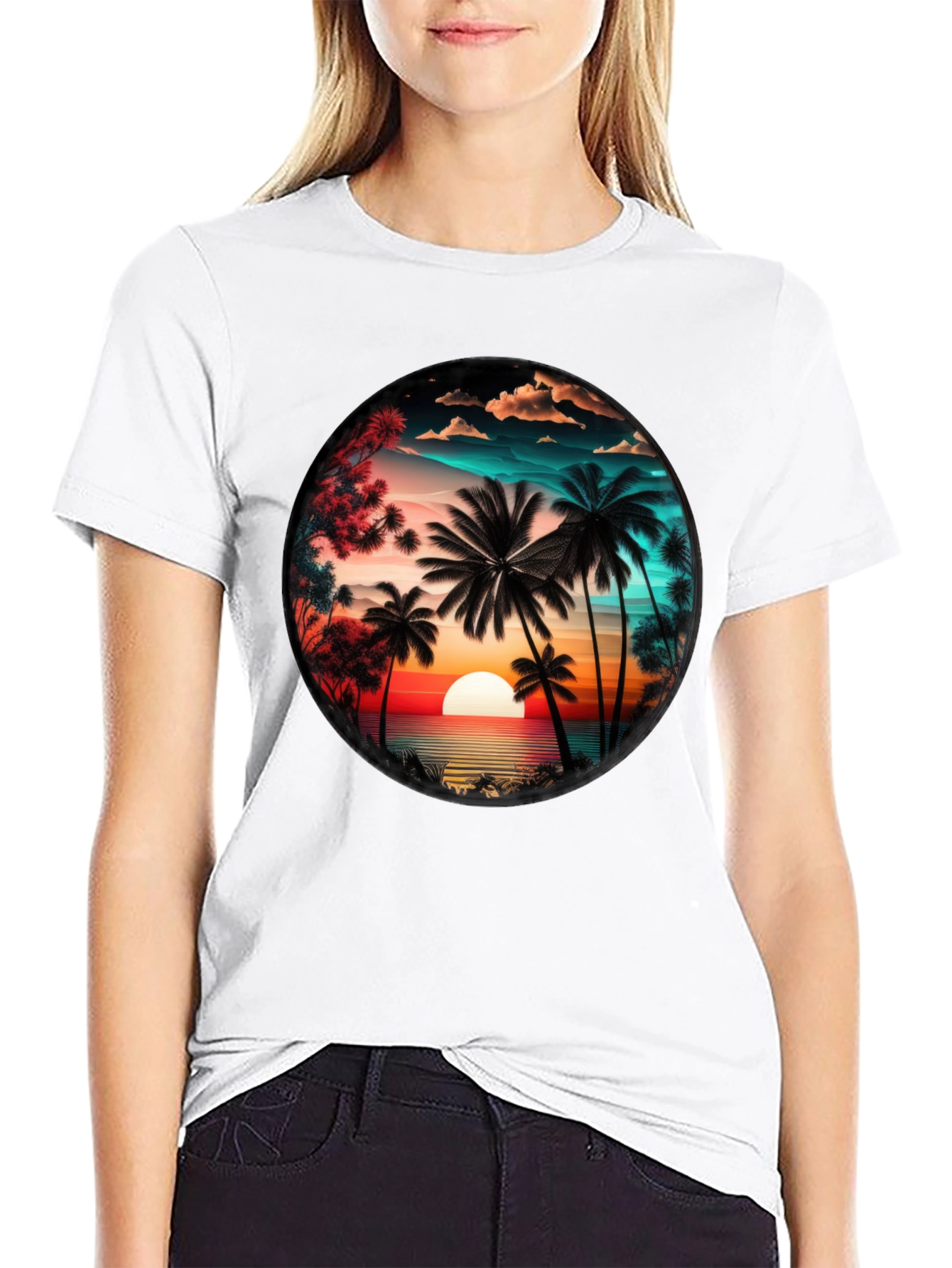 Sunset Palm Tree Graphic Tee