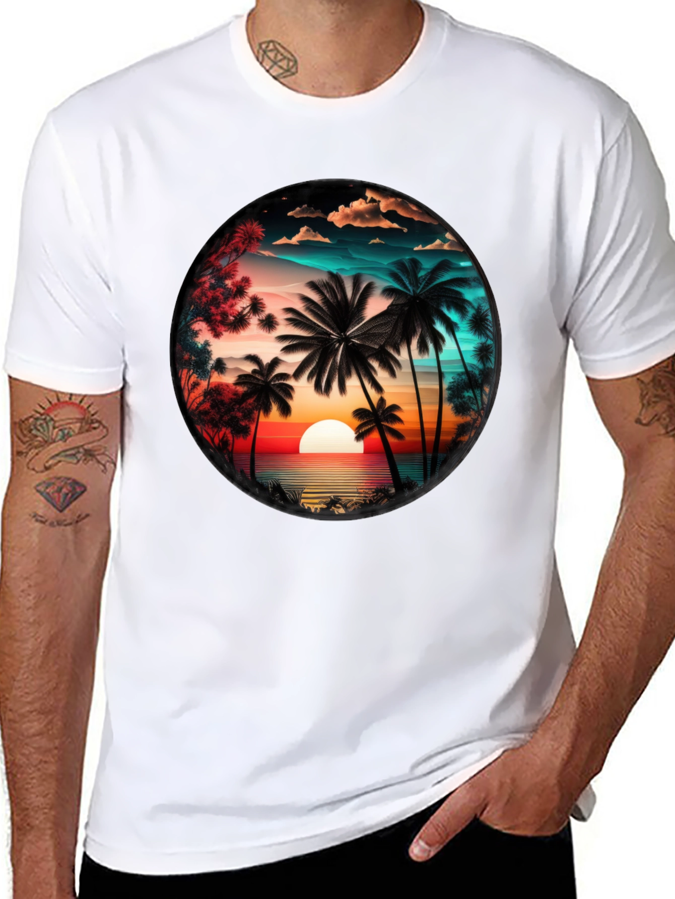 Sunset Palm Tree Graphic Tee
