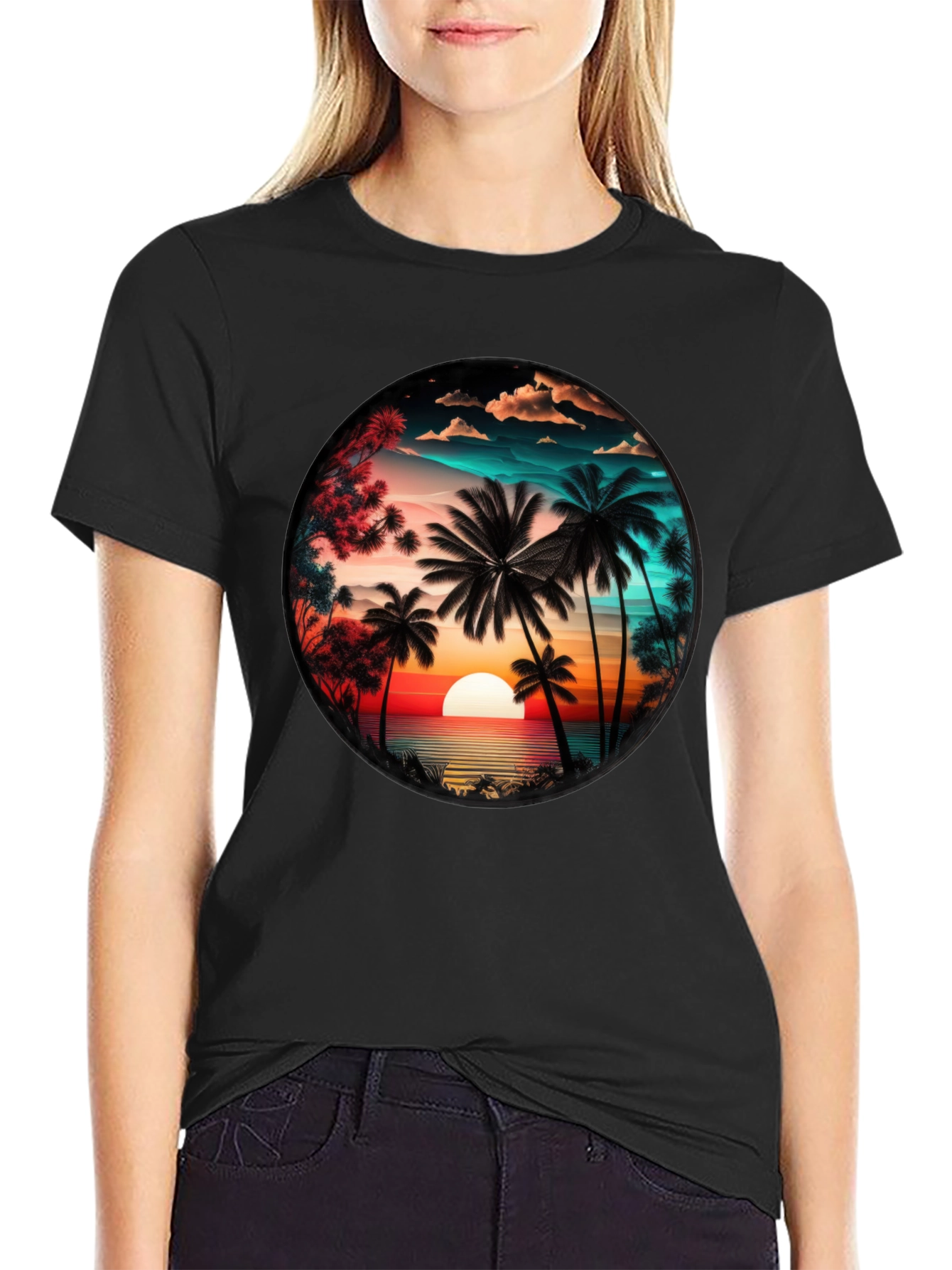 Sunset Palm Tree Graphic Tee
