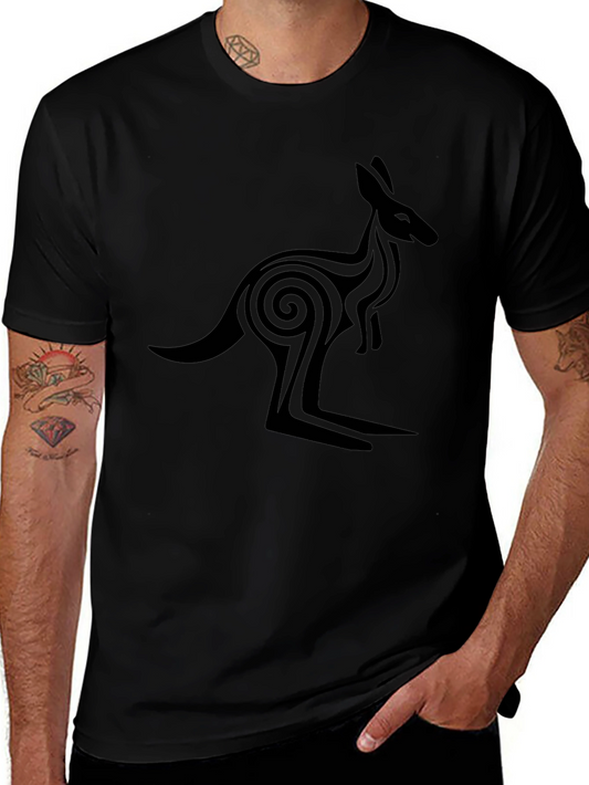 Tribal Kangaroo Graphic Tee - Black
