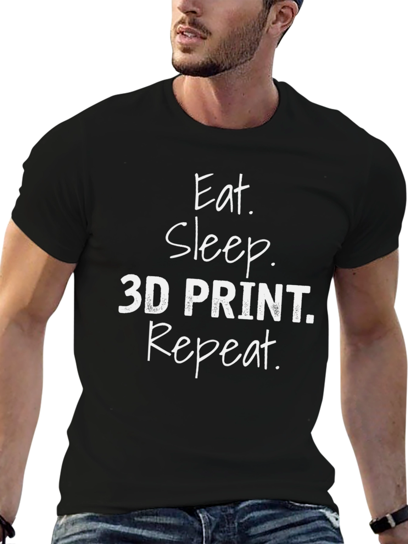 Eat Sleep 3D Print Repeat Black T-Shirt