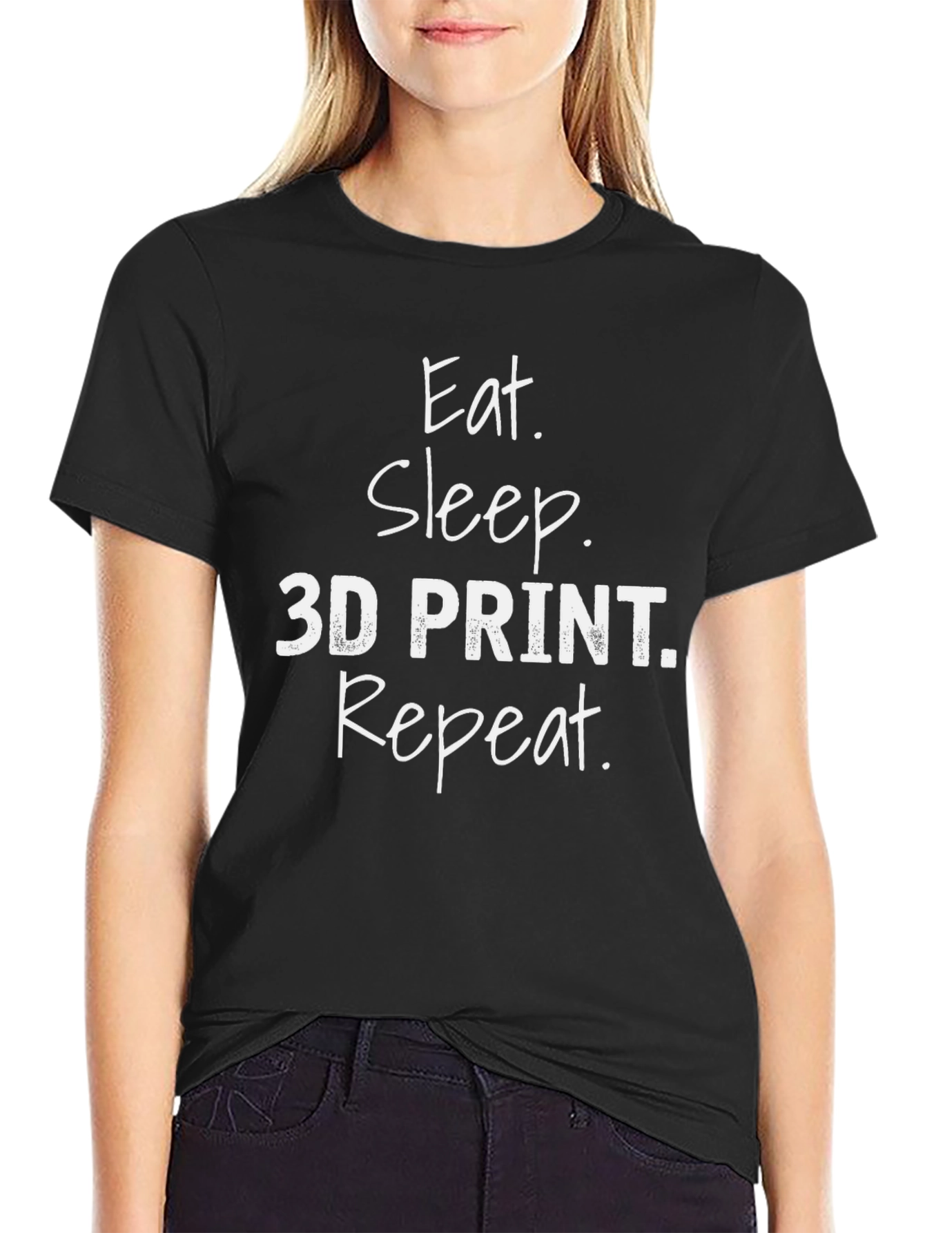 Eat Sleep 3D Print Repeat Black T-Shirt