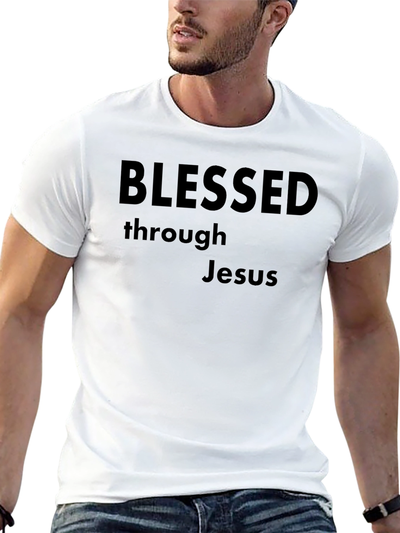 Blessed Through Jesus Black T-Shirt