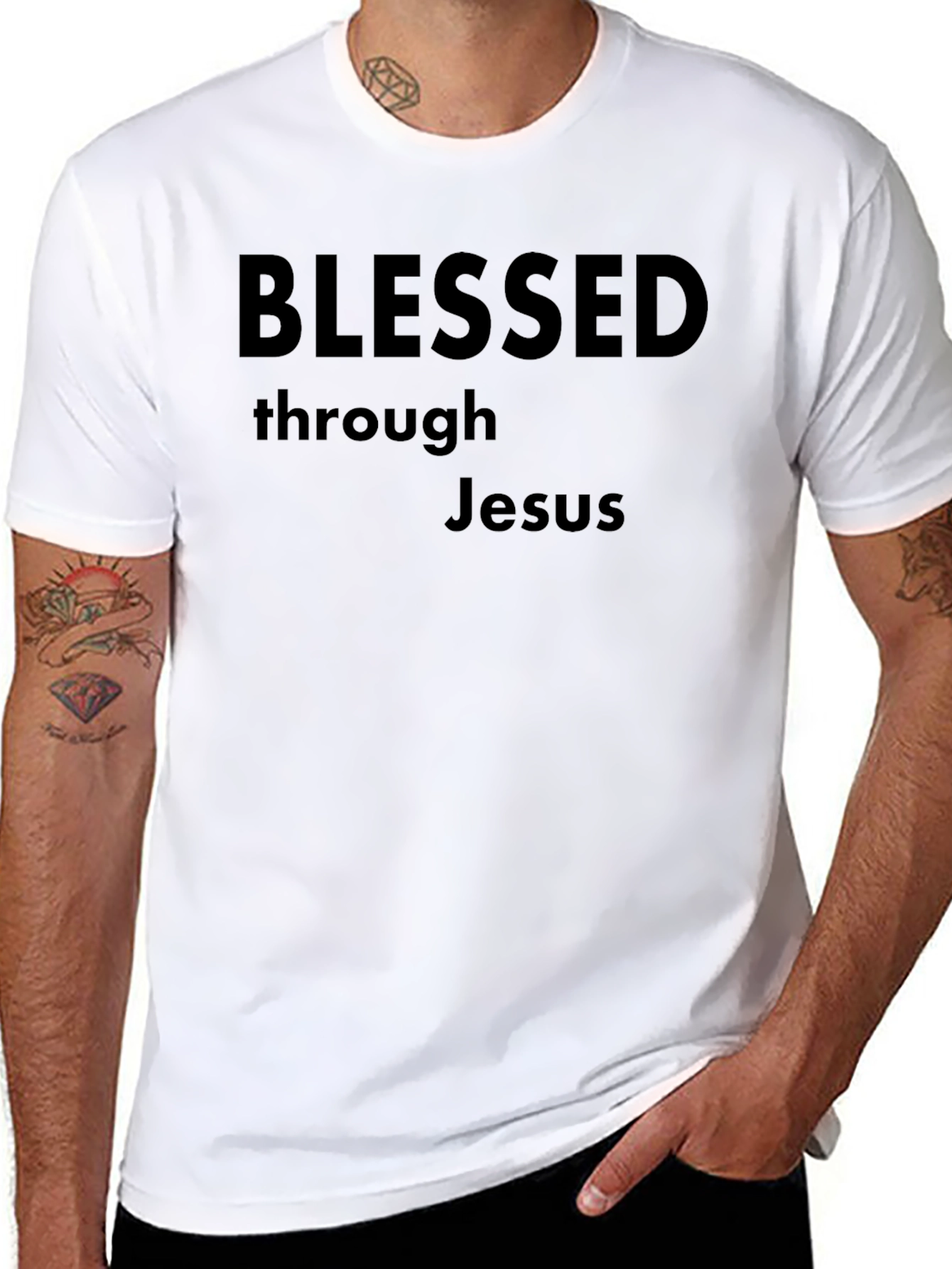 Blessed Through Jesus Black T-Shirt