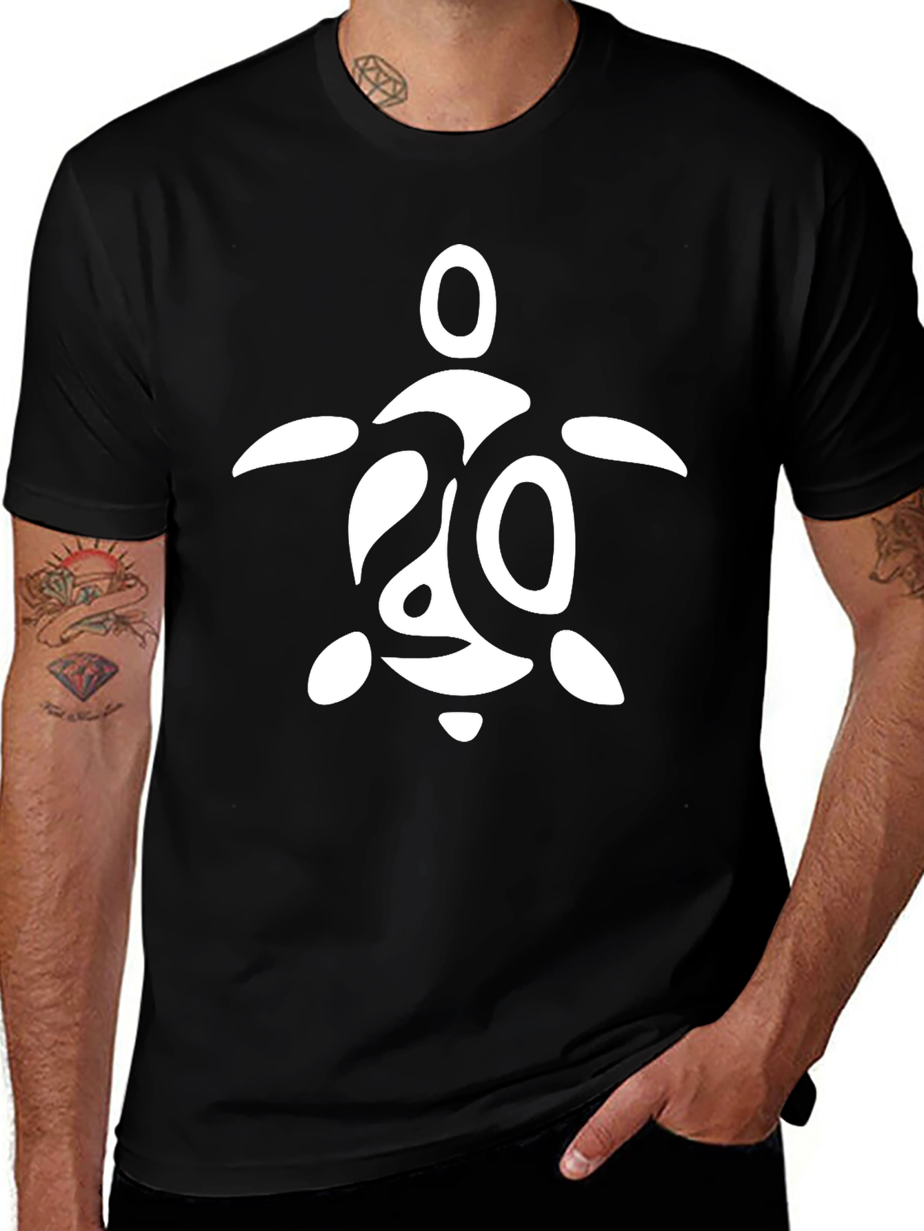 Turtle Graphic Tee - Black Cotton T-Shirt