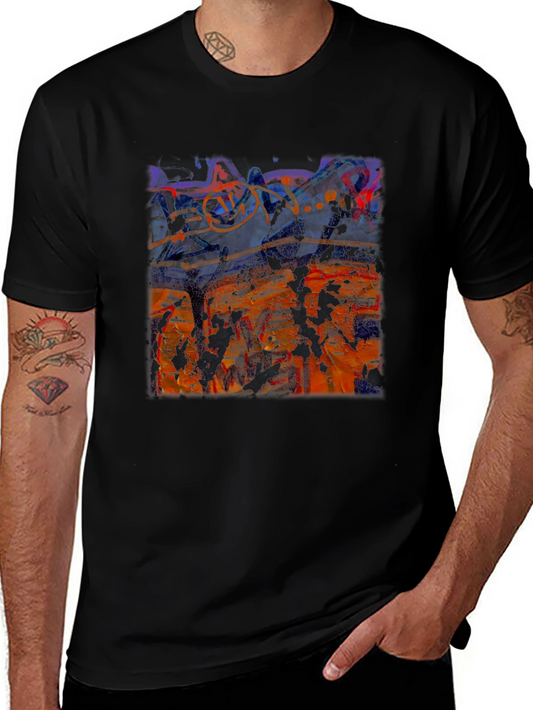 Abstract Art Graphic T-Shirt Black