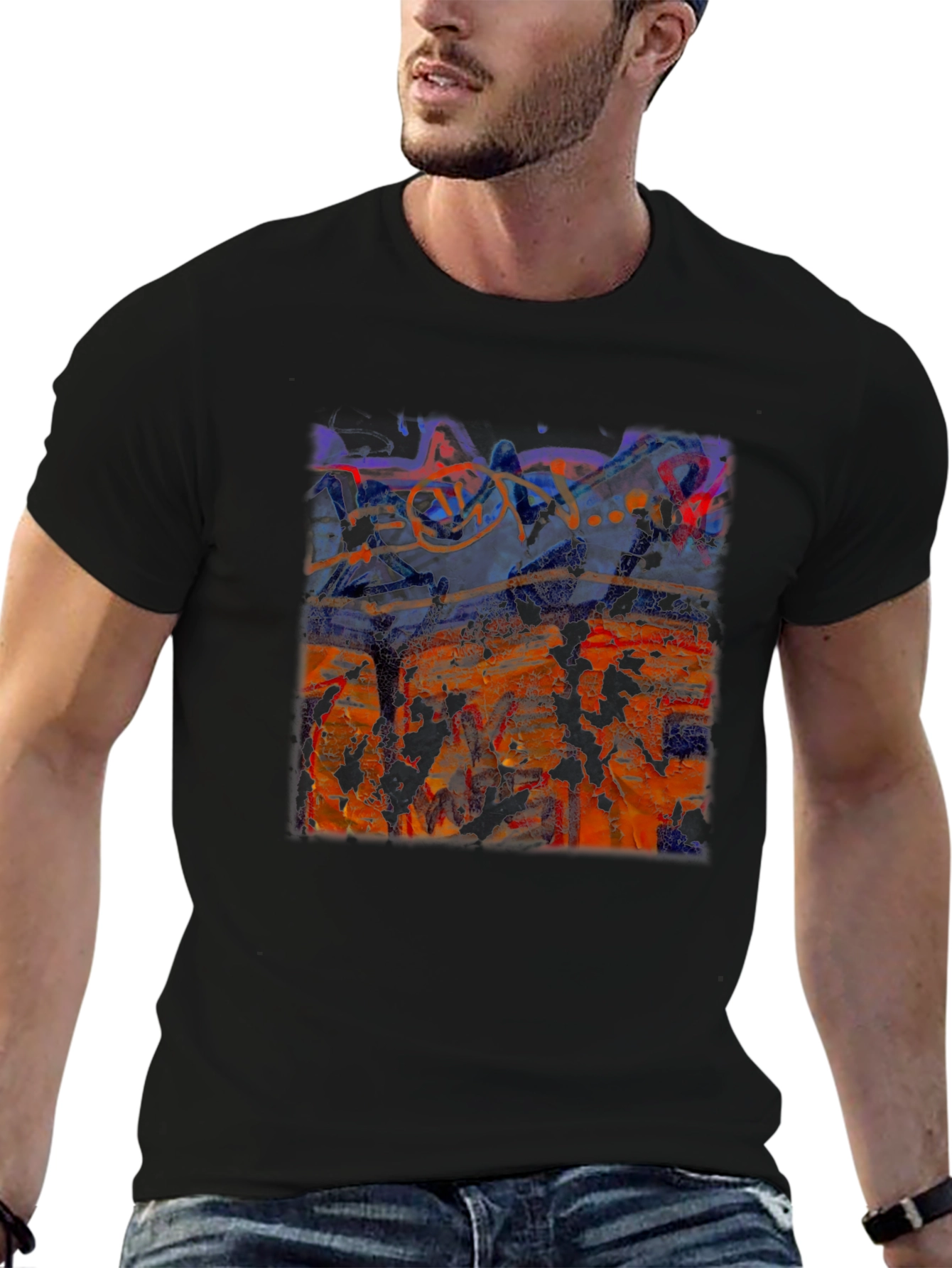 Abstract Art Graphic T-Shirt Black
