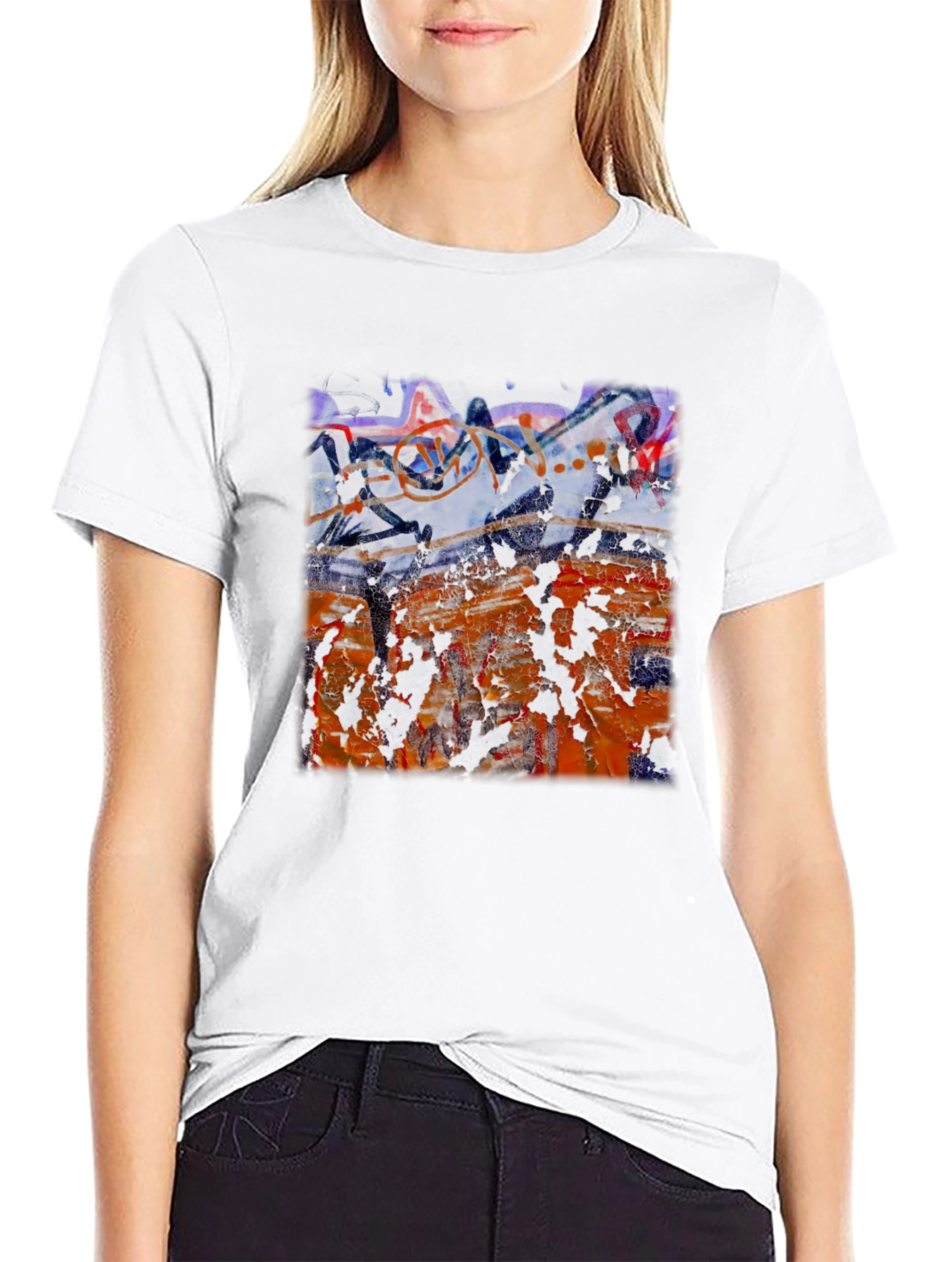 Abstract Art Graphic T-Shirt Black