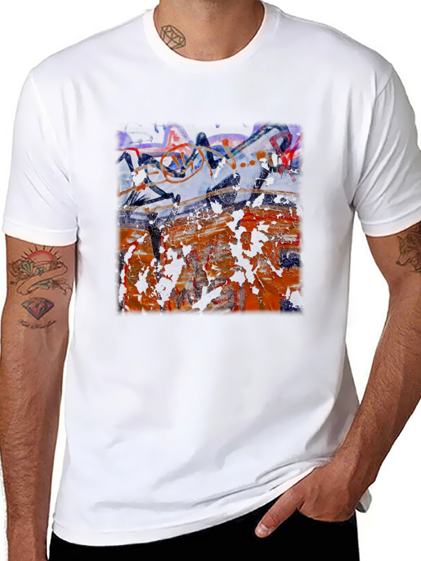 Abstract Art Graphic T-Shirt Black