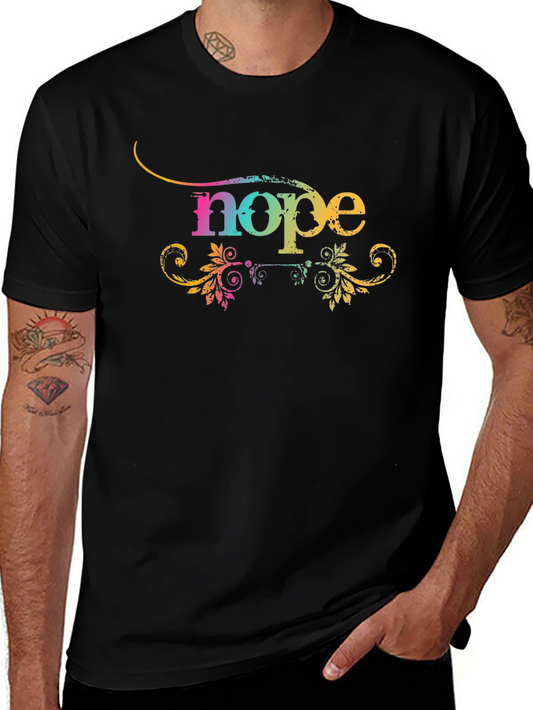 Colorful Nope Graphic Print Black T-Shirt