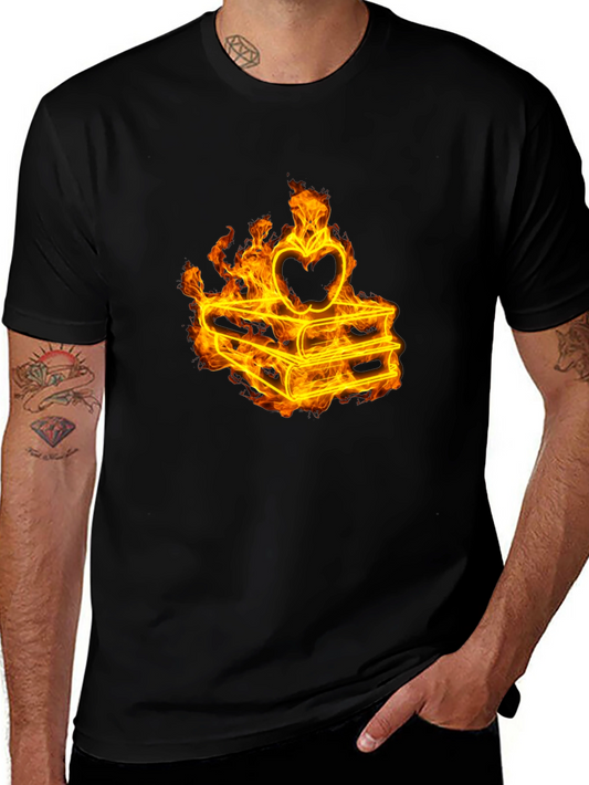 Burning for Knowledge T-Shirt - Fiery Apple & Books