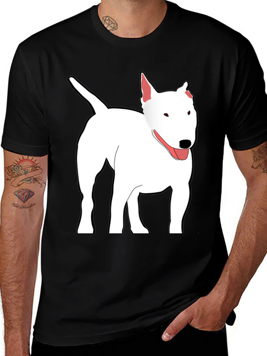 Bull Terrier Dog Graphic Print Black T-Shirt