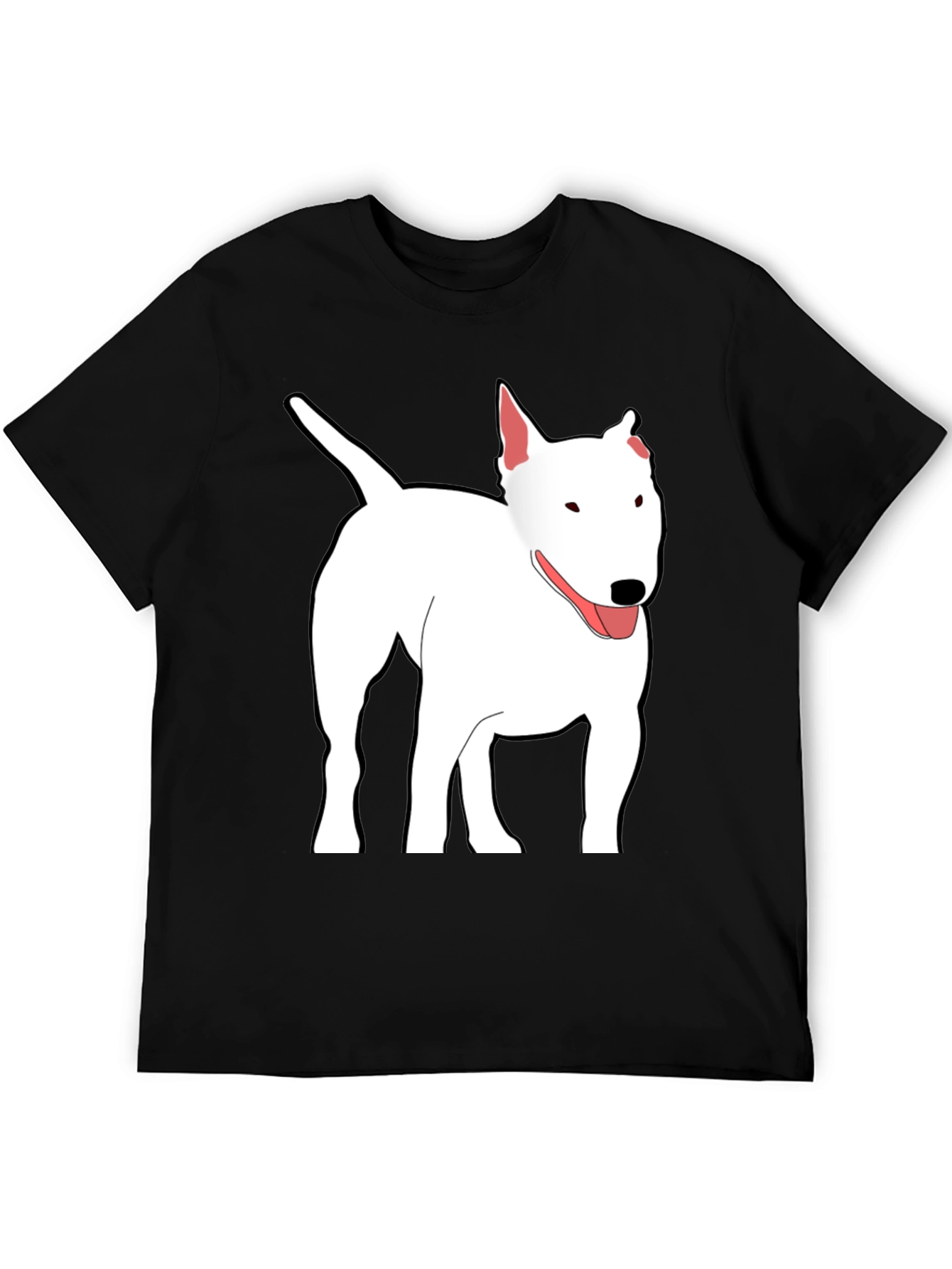Bull Terrier Dog Graphic Print Black T-Shirt