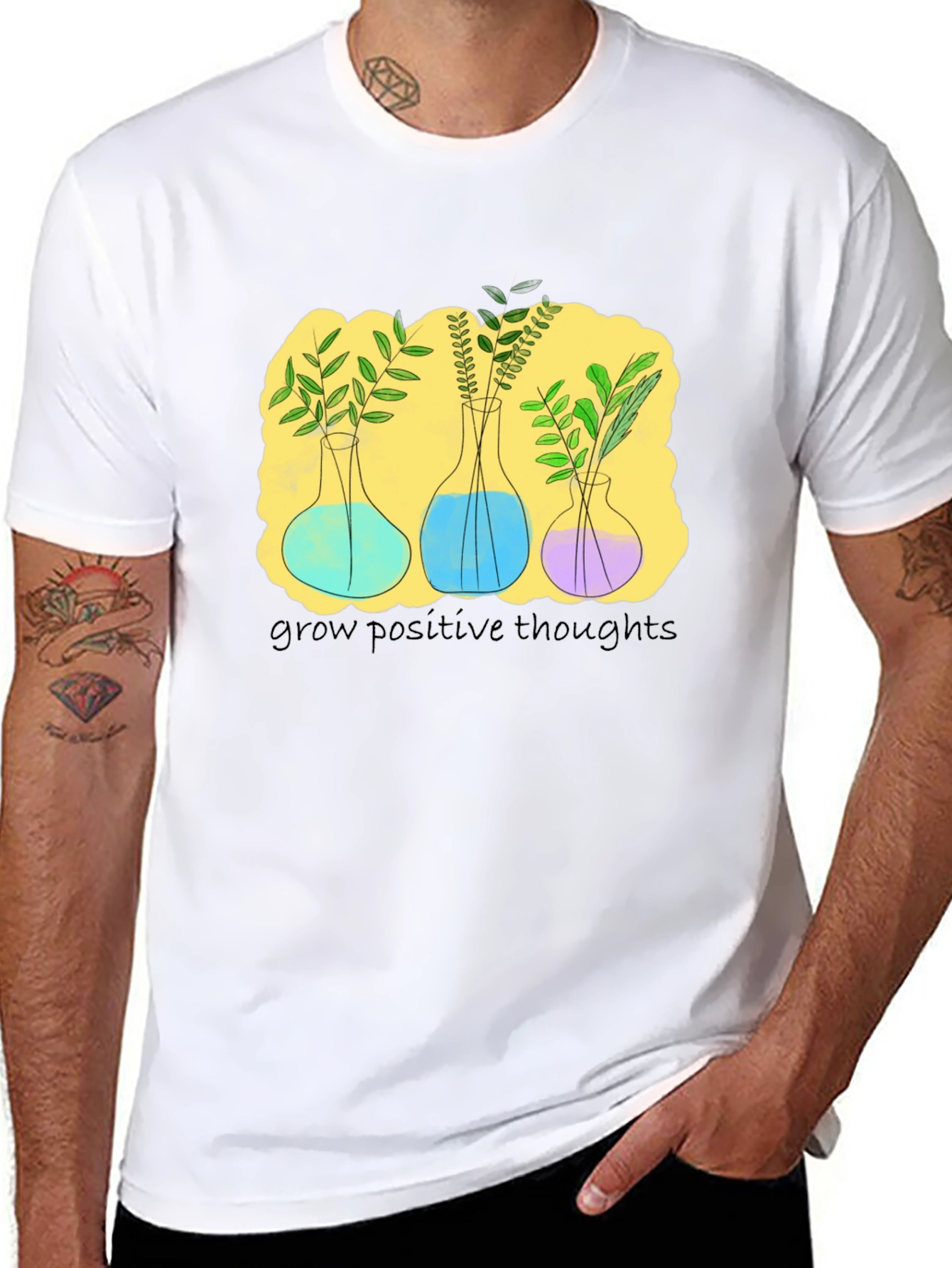 Botanical Beaker T-Shirt - Grow Positive Thoughts