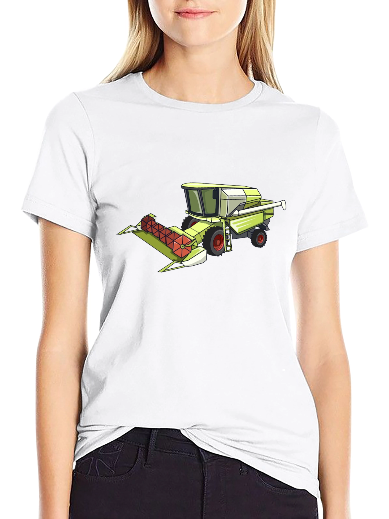 Combine Harvester Graphic Tee - Black Cotton Shirt