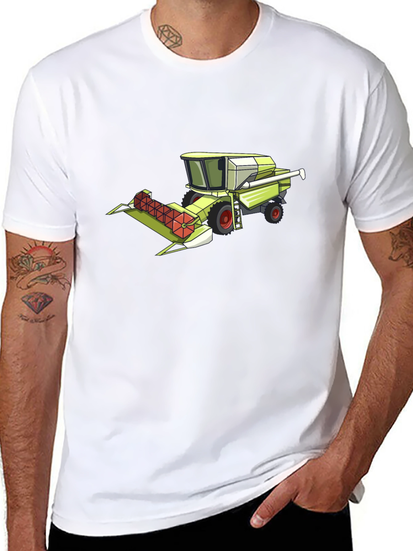 Combine Harvester Graphic Tee - Black Cotton Shirt