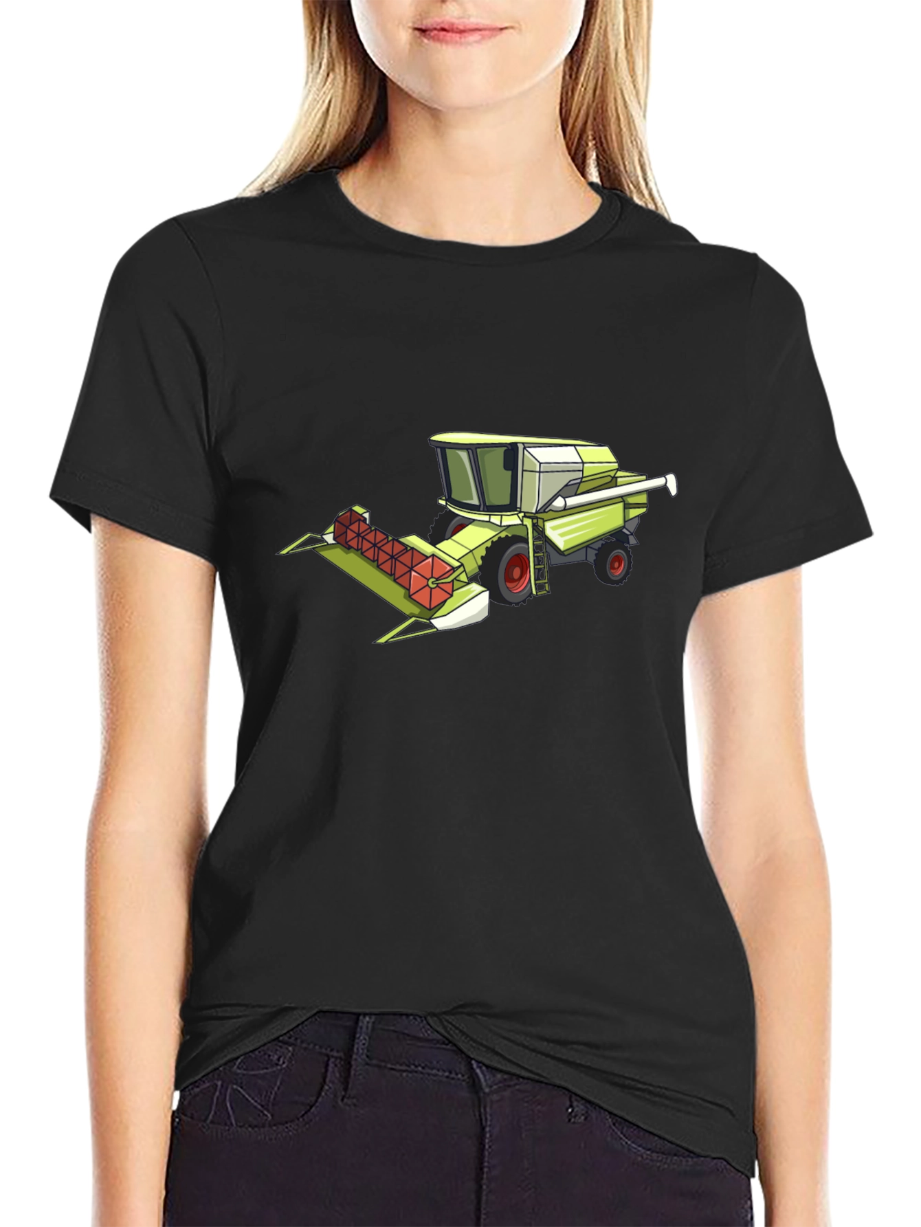 Combine Harvester Graphic Tee - Black Cotton Shirt